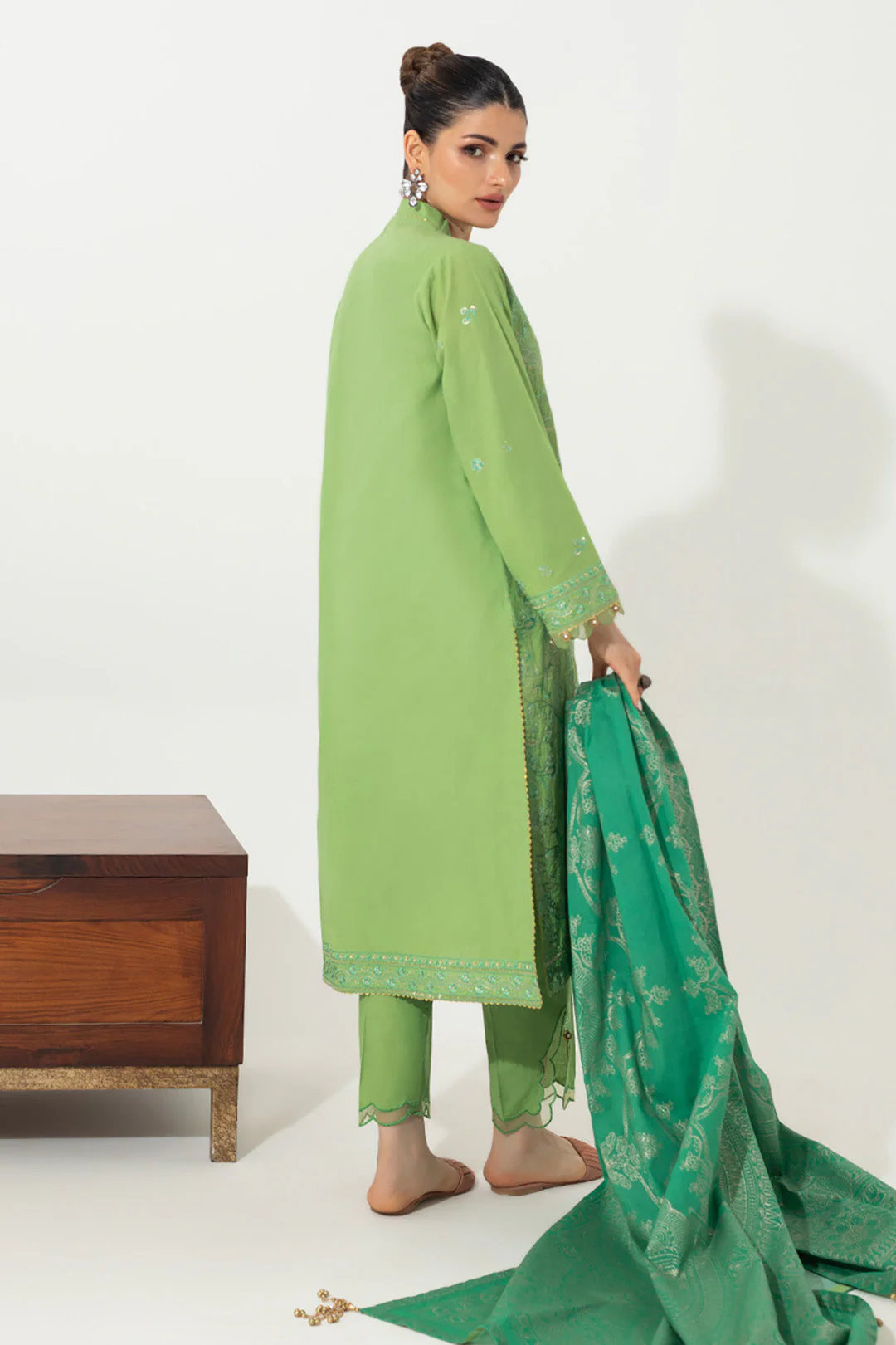 Embroidered Shirt Shalwar Dupatta - 0656 - Image 5
