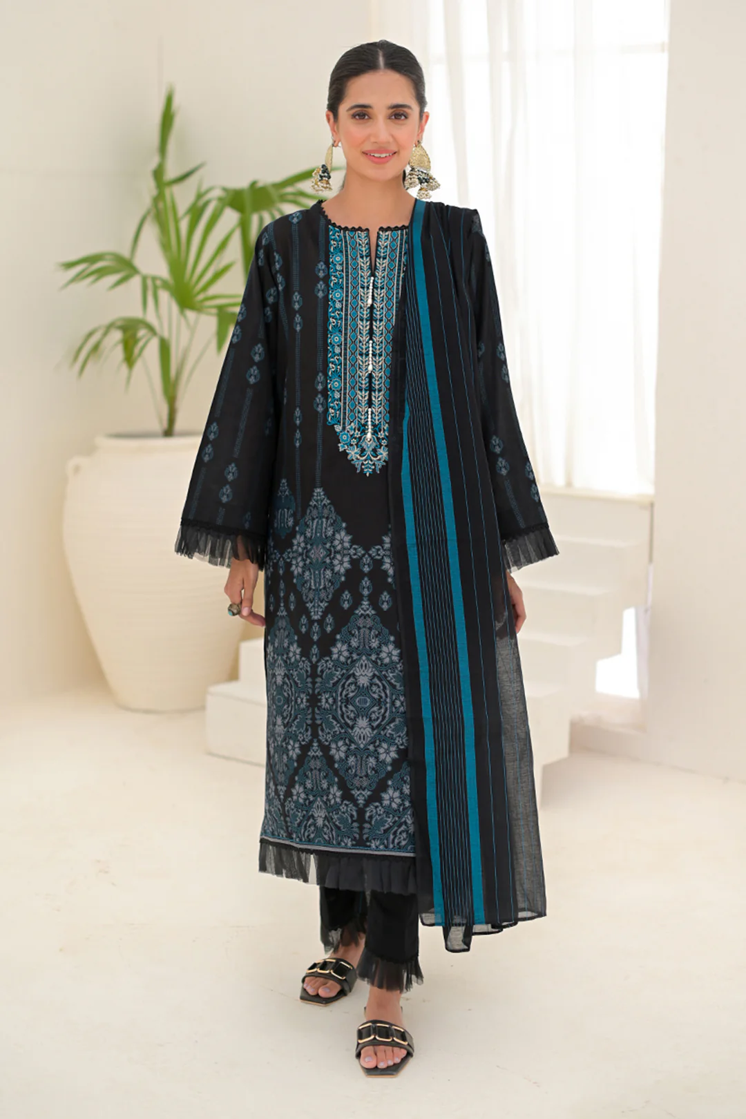 Embroidered Shirt Shalwar Dupatta - 0659 - Image 2