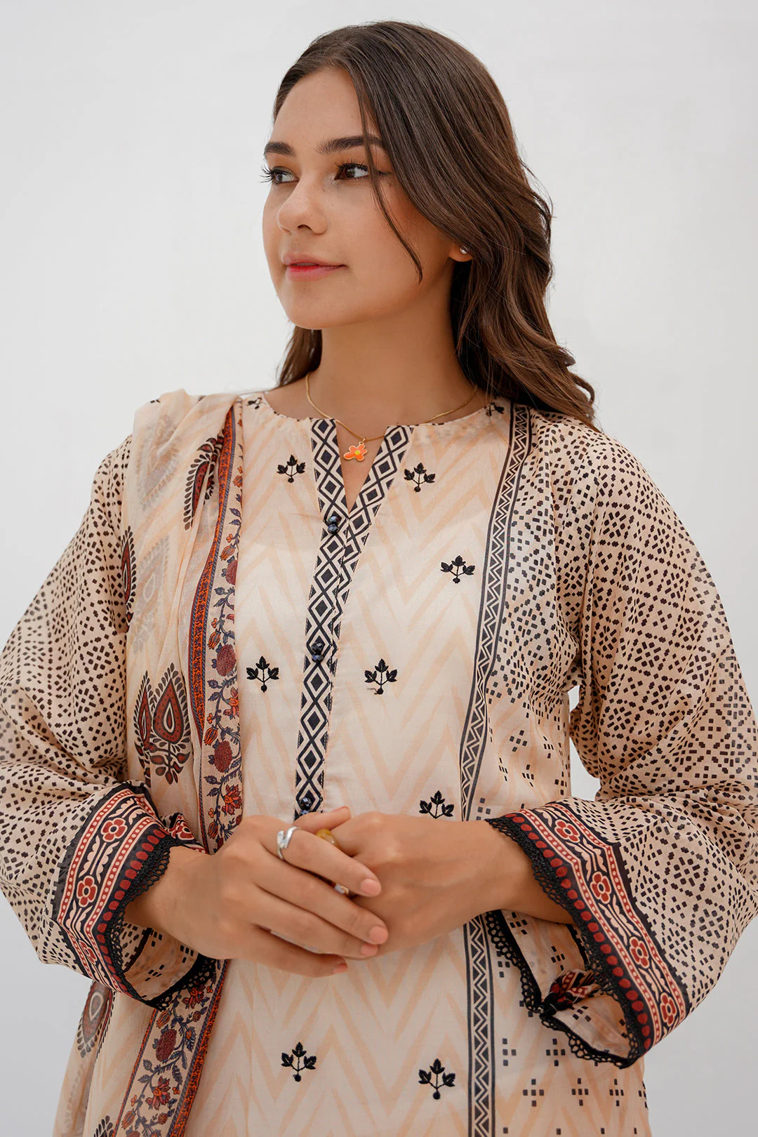 Embroidered Shirt Shalwar Dupatta - 0663 - Image 2