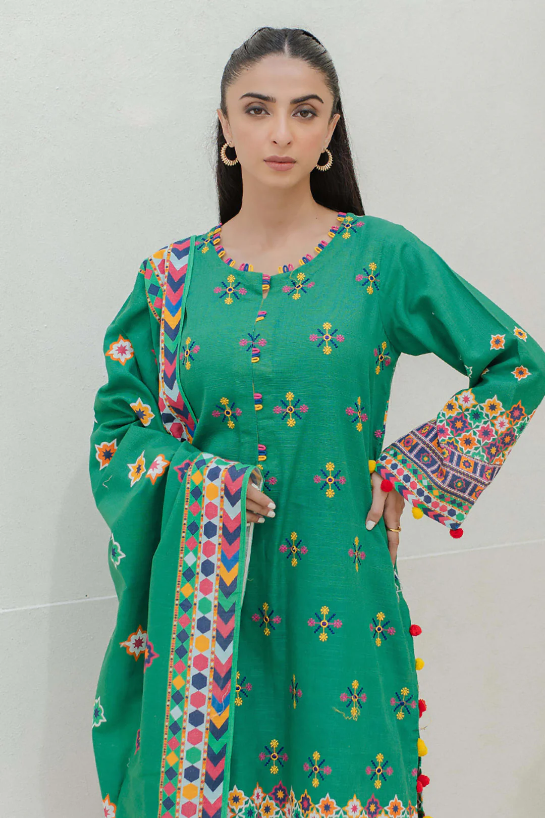 Embroidered Shirt Shalwar Dupatta - 0690 - Image 3