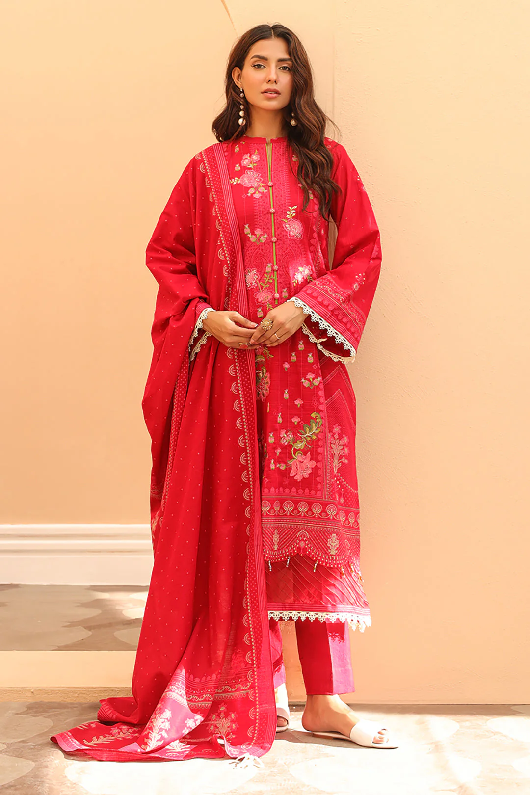 Embroidered Shirt Shalwar Dupatta - 0693 - Image 3