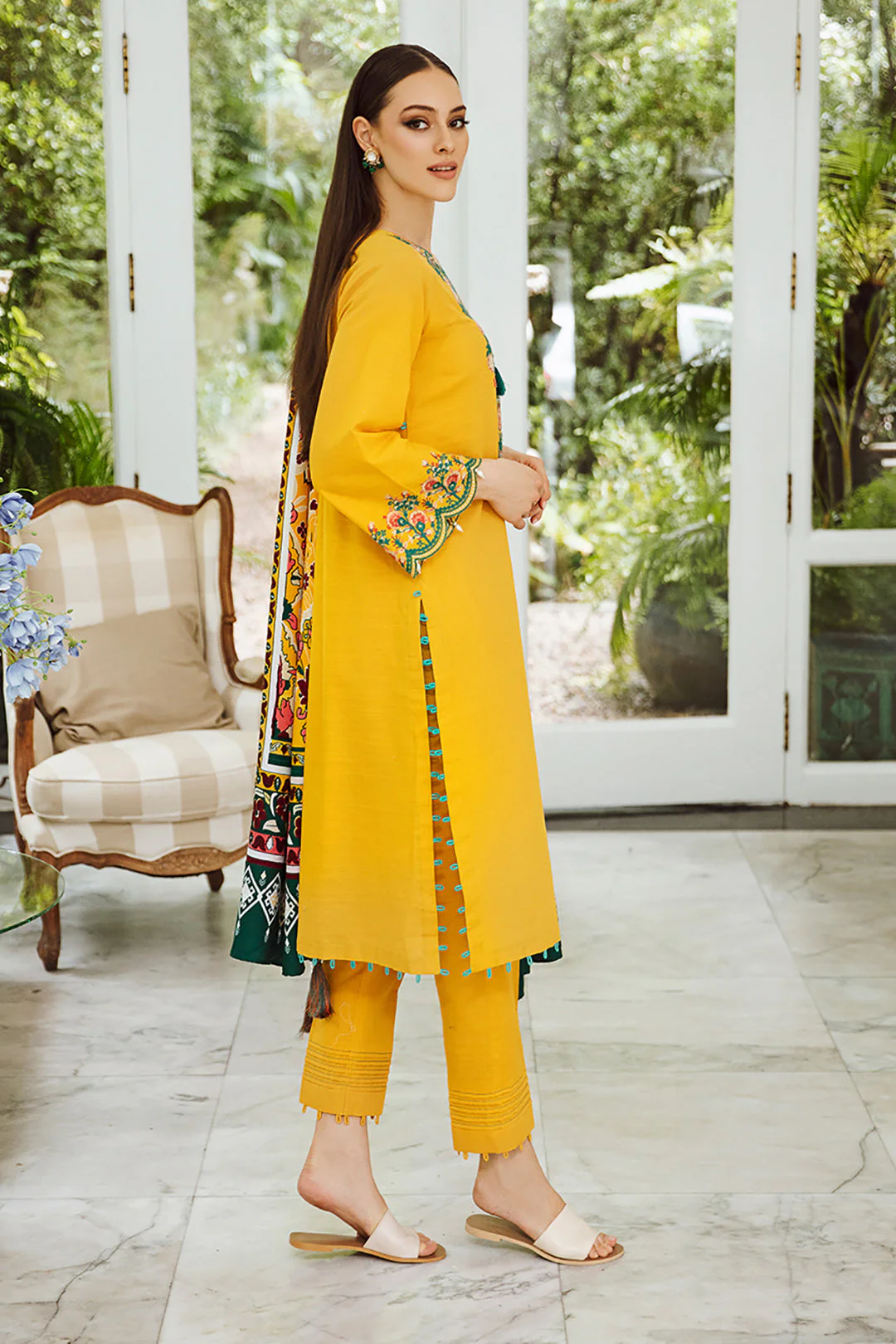Embroidered Shirt Shalwar Dupatta - 0696 - Image 3