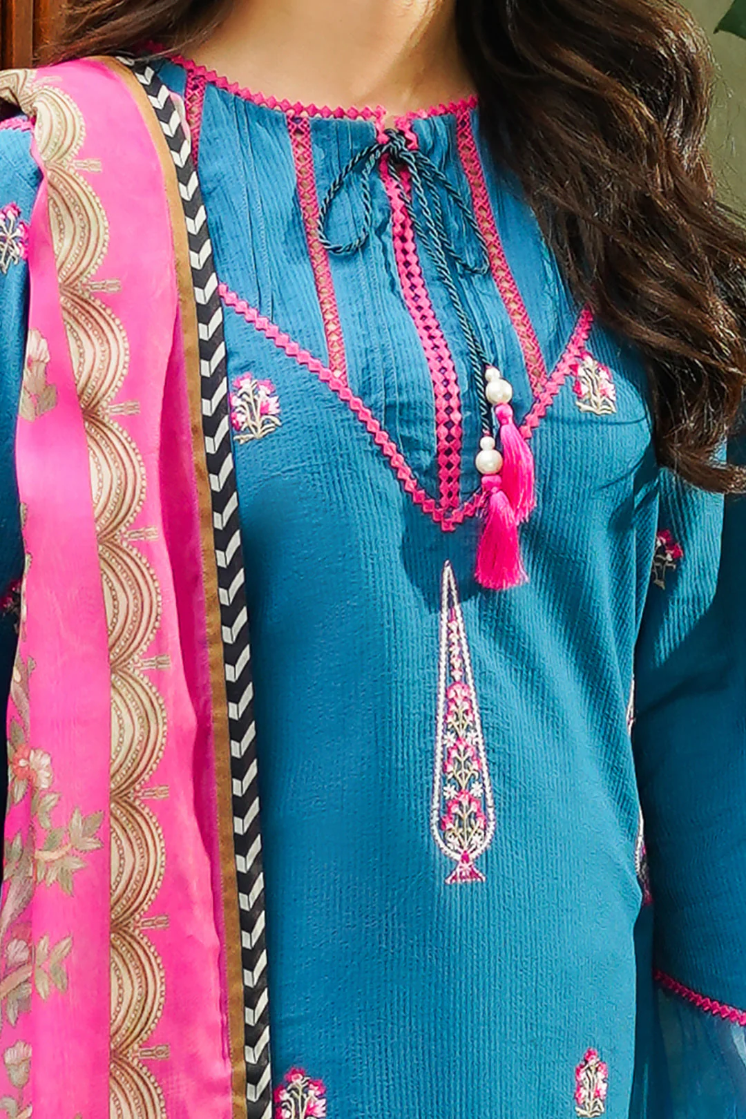 Embroidered Shirt Shalwar Dupatta - 0703 - Image 4
