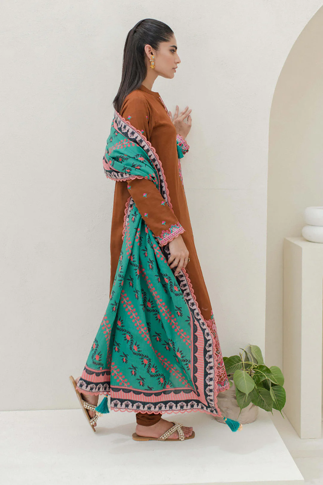 Embroidered Shirt Shalwar Dupatta - 0705 - Image 3