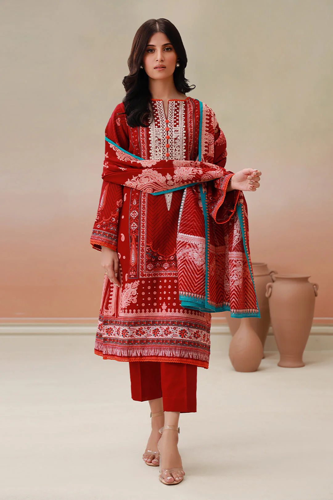 Embroidered Shirt Shalwar Dupatta - 0758 - Image 3