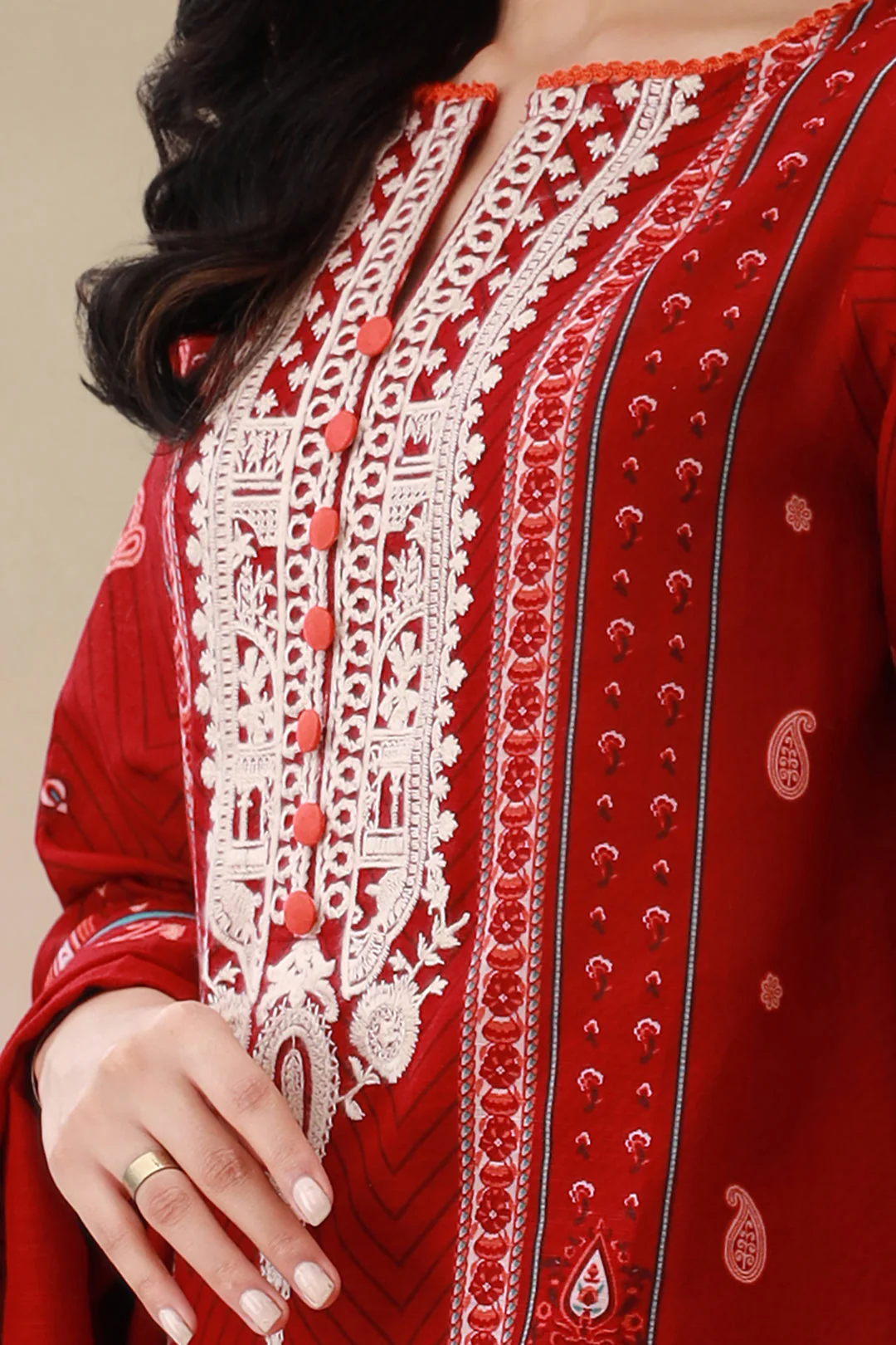 Embroidered Shirt Shalwar Dupatta - 0758 - Image 4