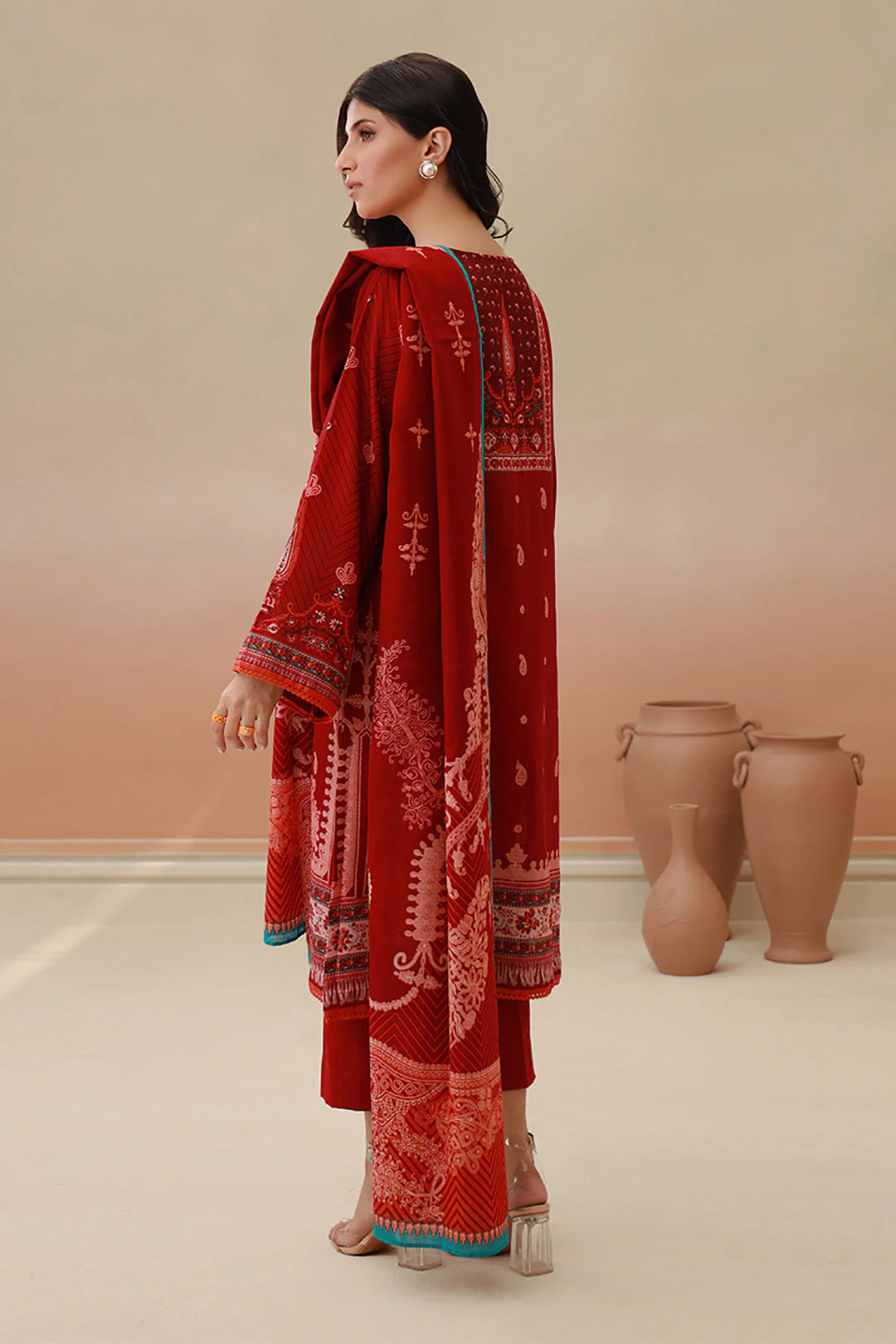 Embroidered Shirt Shalwar Dupatta - 0758 - Image 5
