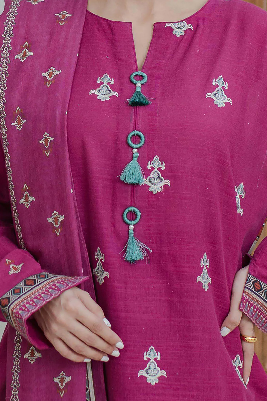 Embroidered Shirt Shalwar Dupatta - 0760 - Image 4
