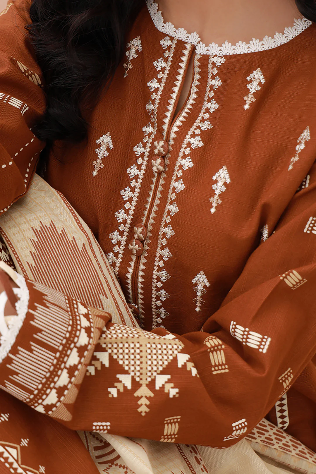 Embroidered Shirt Shalwar Dupatta - 0766 - Image 4