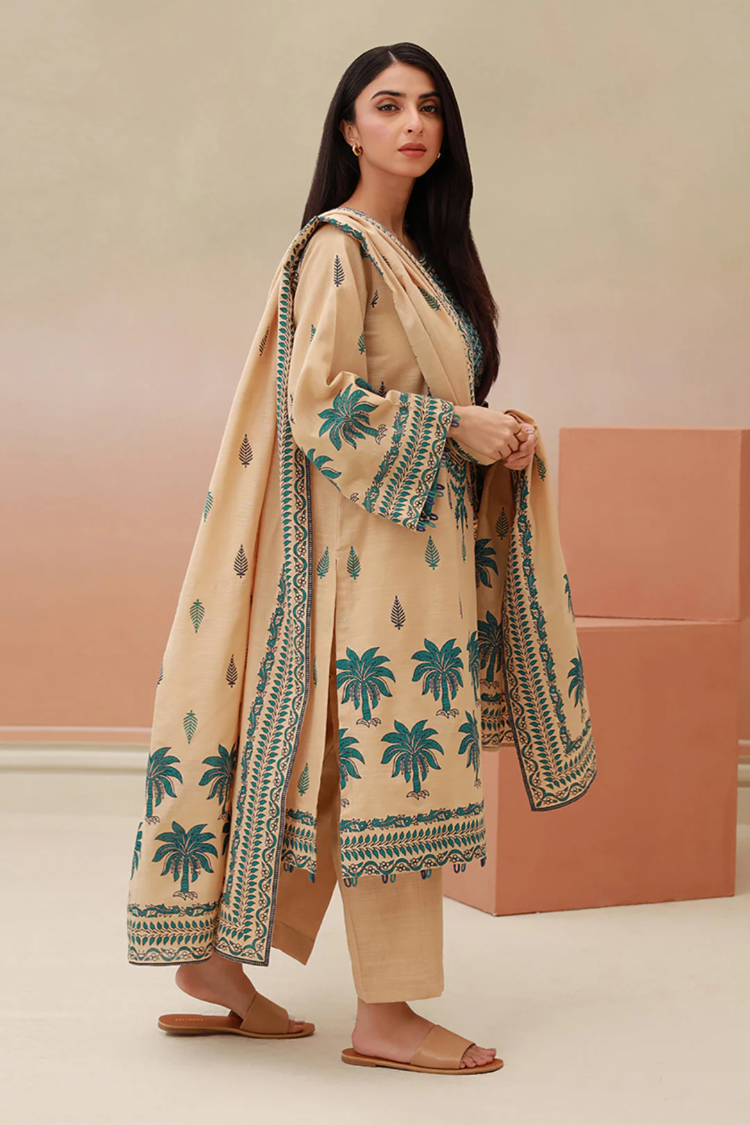 Embroidered Shirt Shalwar Dupatta - 0767 - Image 3