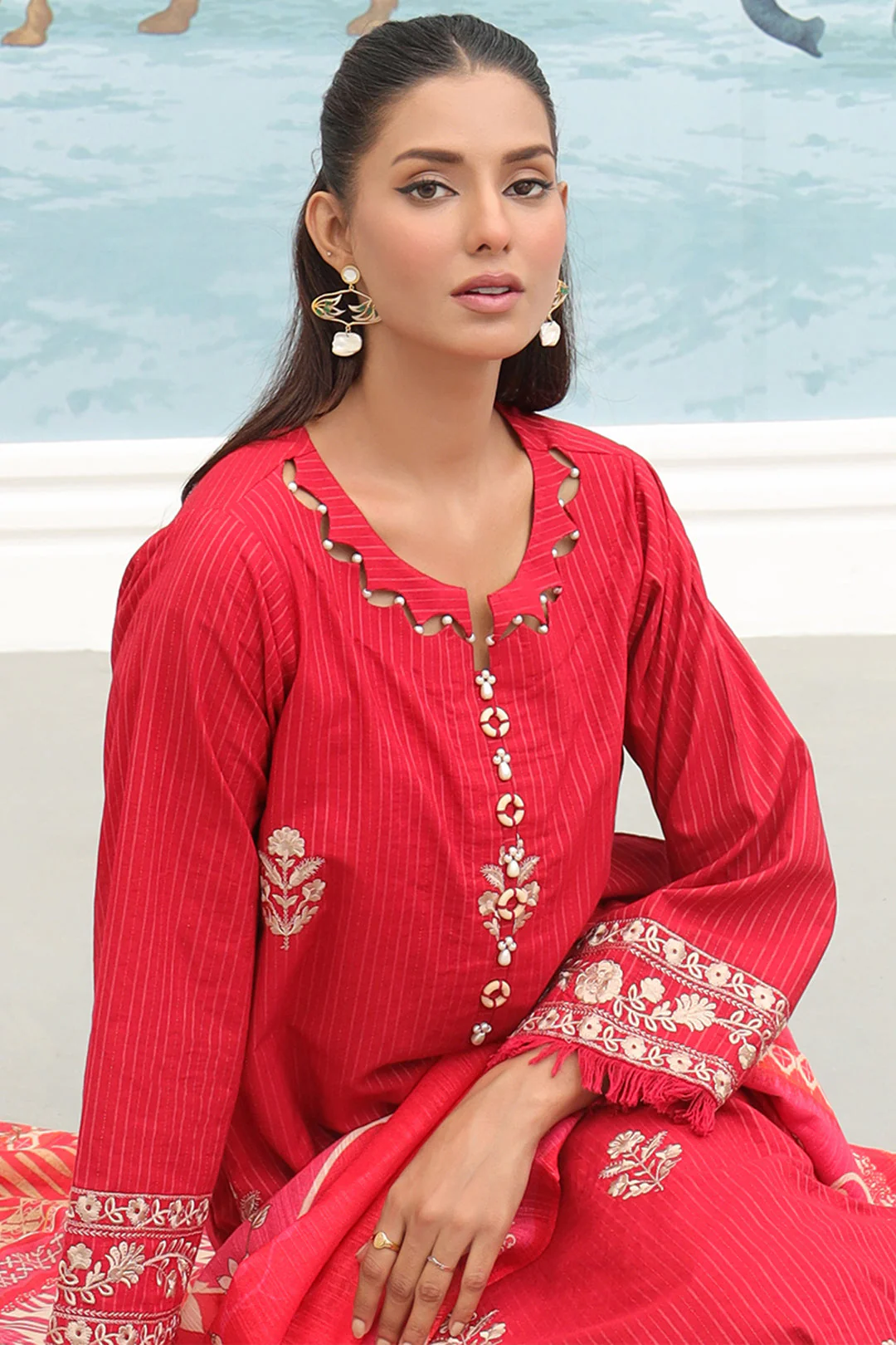 Embroidered Shirt Shalwar Dupatta - 0771 - Image 2