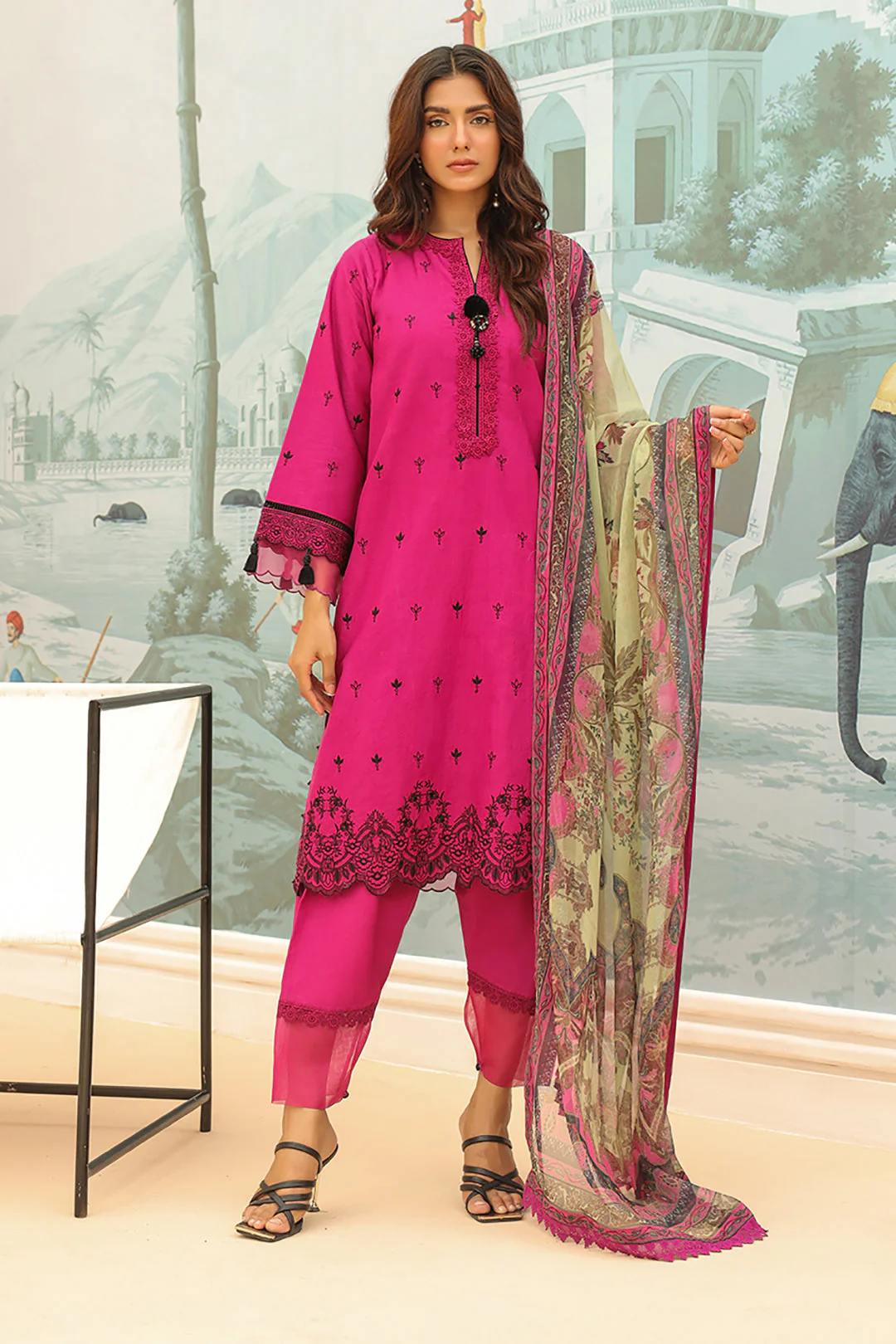 Embroidered Shirt Shalwar Dupatta - 0772 - Image 2