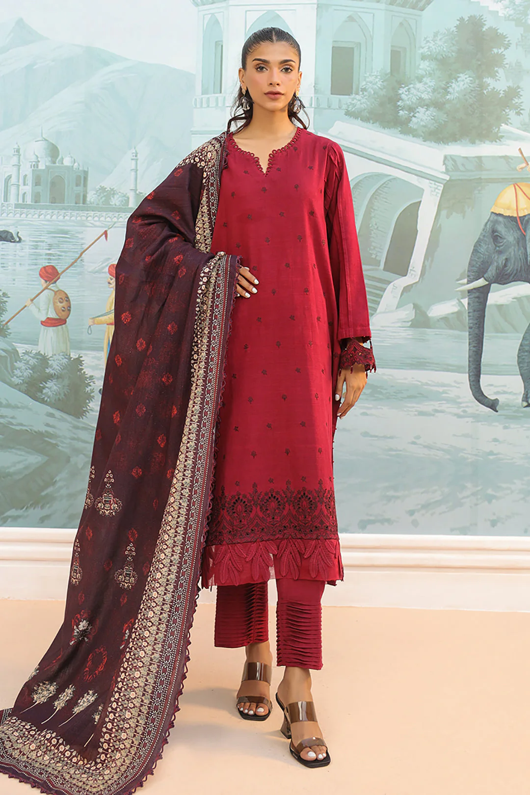 Embroidered Shirt Shalwar Dupatta - 0774 - Image 2