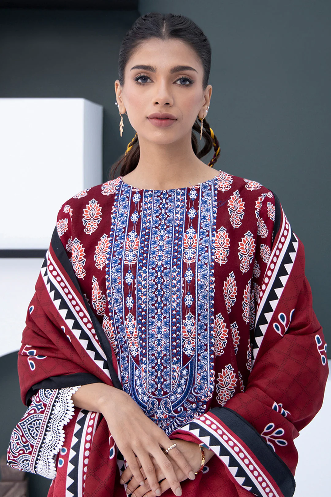 Embroidered Shirt Shalwar Dupatta - 0836 - Image 2