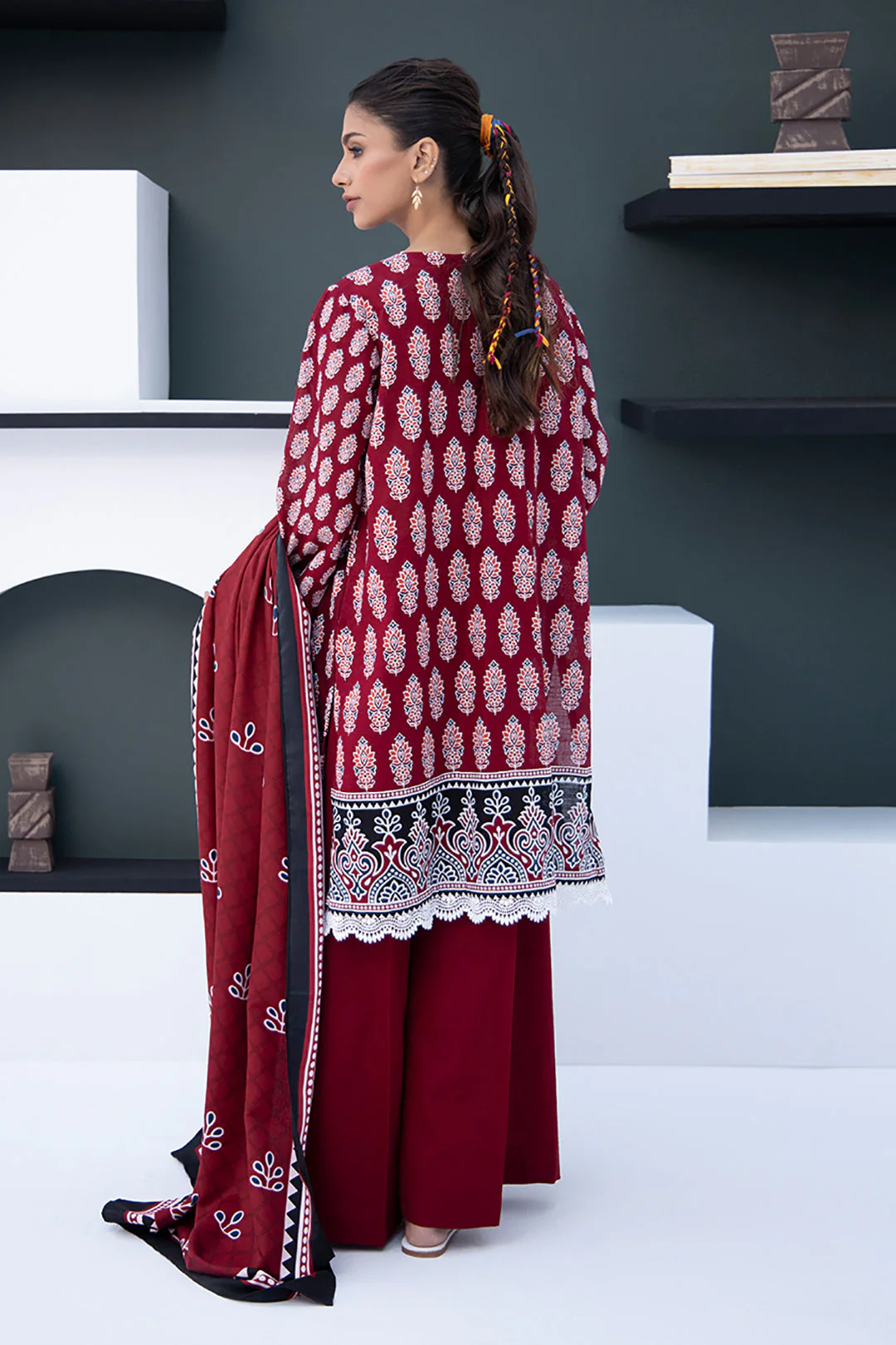 Embroidered Shirt Shalwar Dupatta - 0836 - Image 5