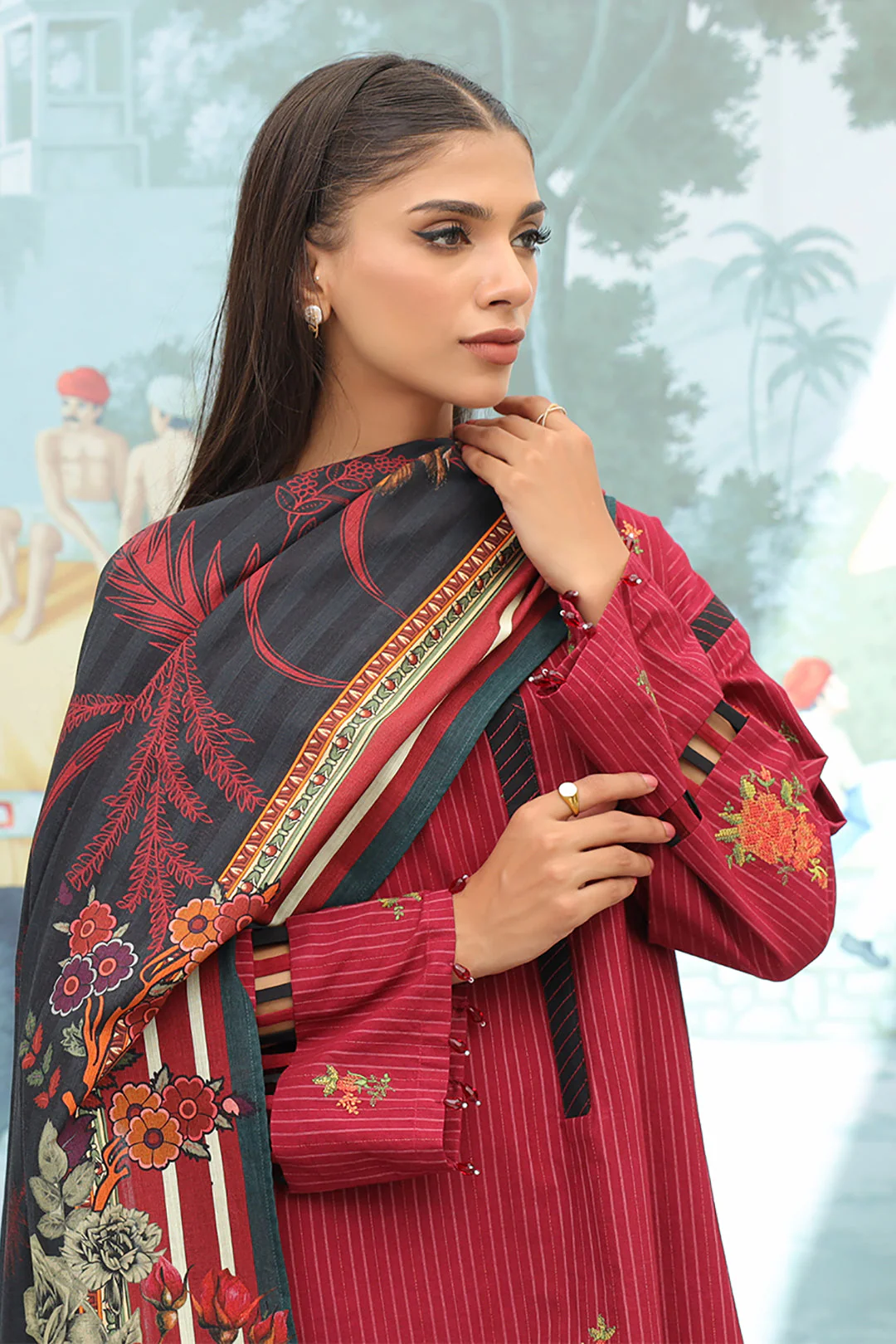 Embroidered Shirt Shalwar Dupatta - 0841 - Image 3