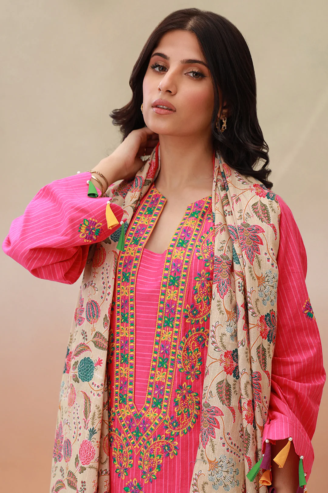 Embroidered Shirt Shalwar Dupatta - 0842 - Image 2