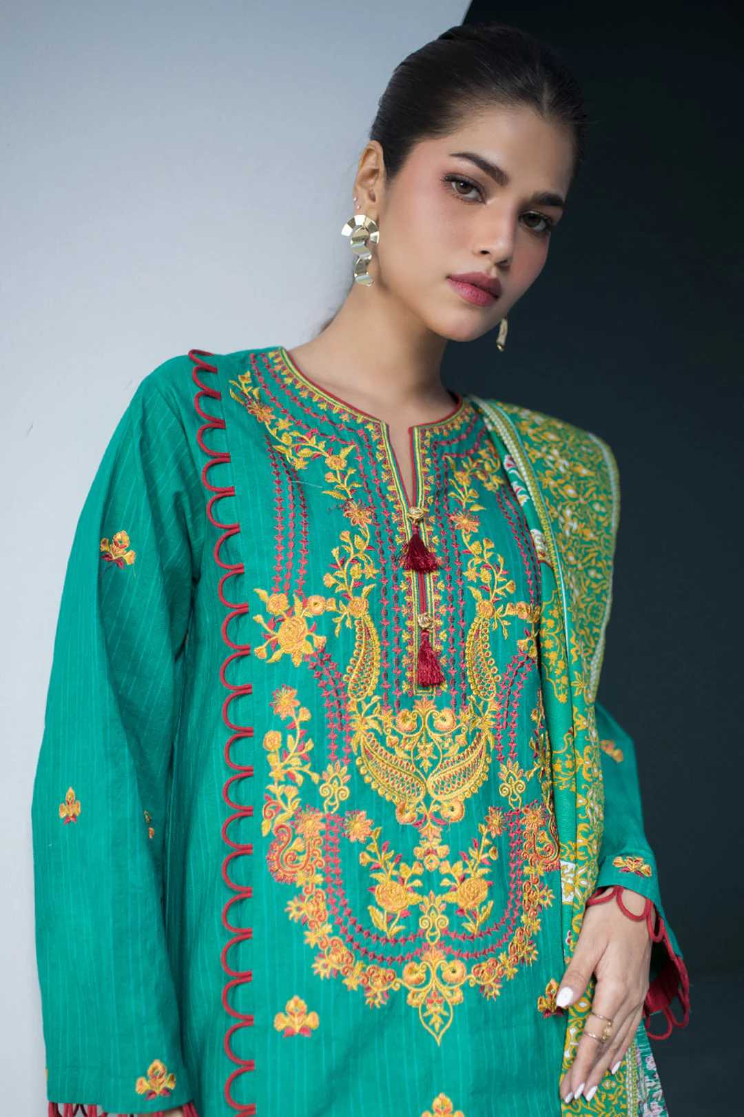 Embroidered Shirt Shalwar Dupatta - 0843 - Image 2