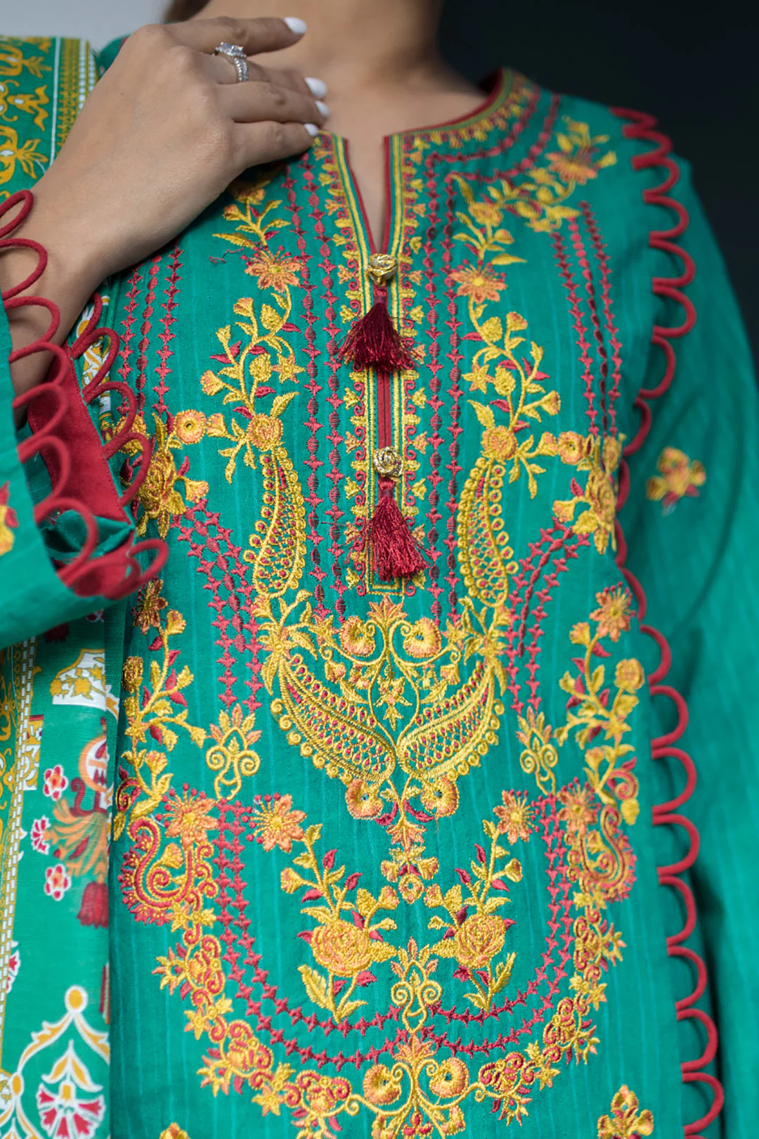 Embroidered Shirt Shalwar Dupatta - 0843 - Image 4