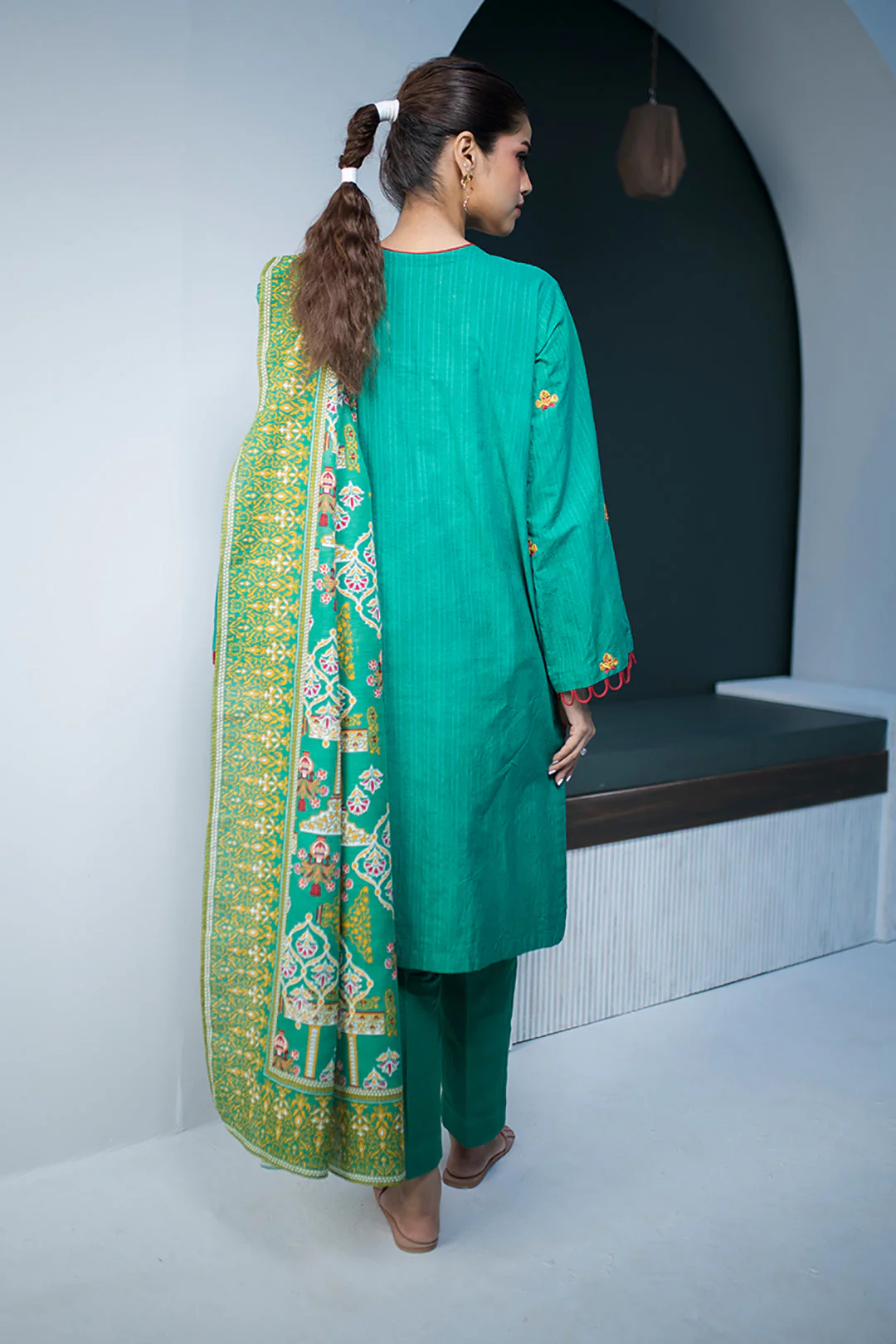 Embroidered Shirt Shalwar Dupatta - 0843 - Image 5