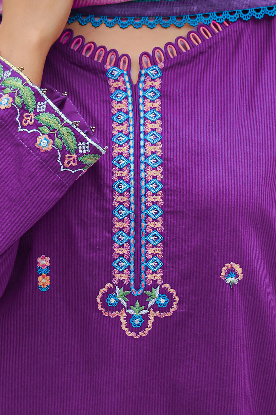Embroidered Shirt Shalwar Dupatta - 0844 - Image 4