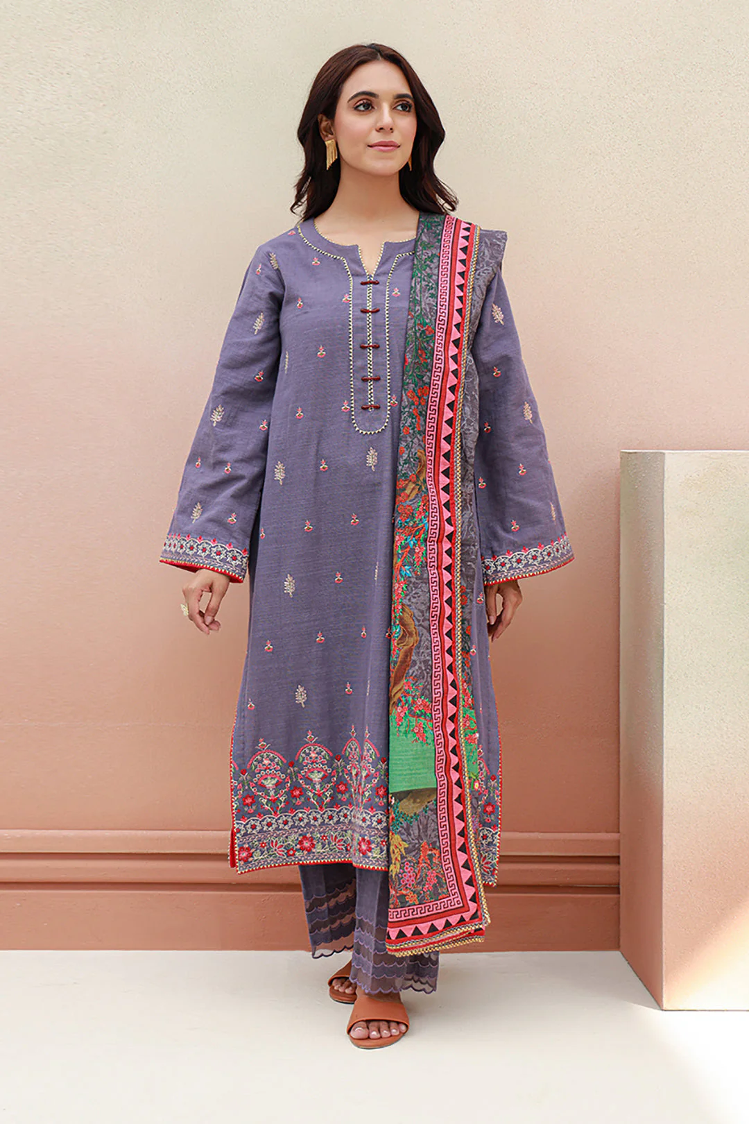 Embroidered Shirt Shalwar Dupatta - 0846 - Image 2