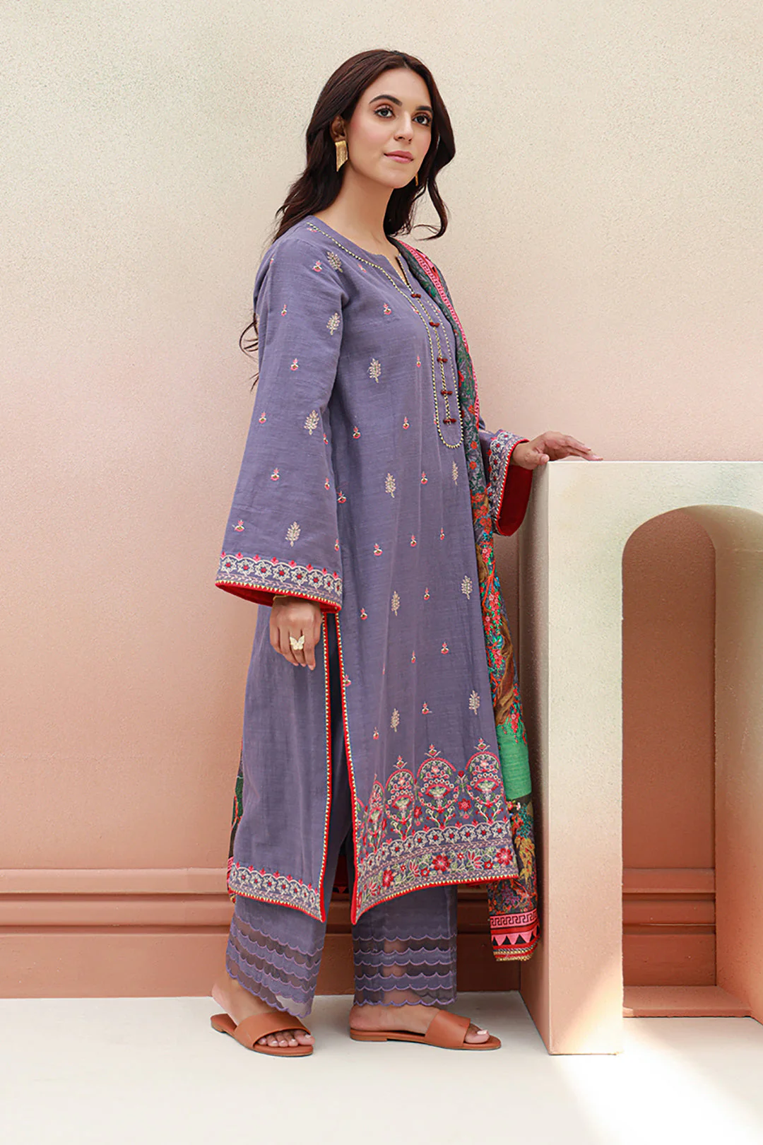 Embroidered Shirt Shalwar Dupatta - 0846 - Image 3