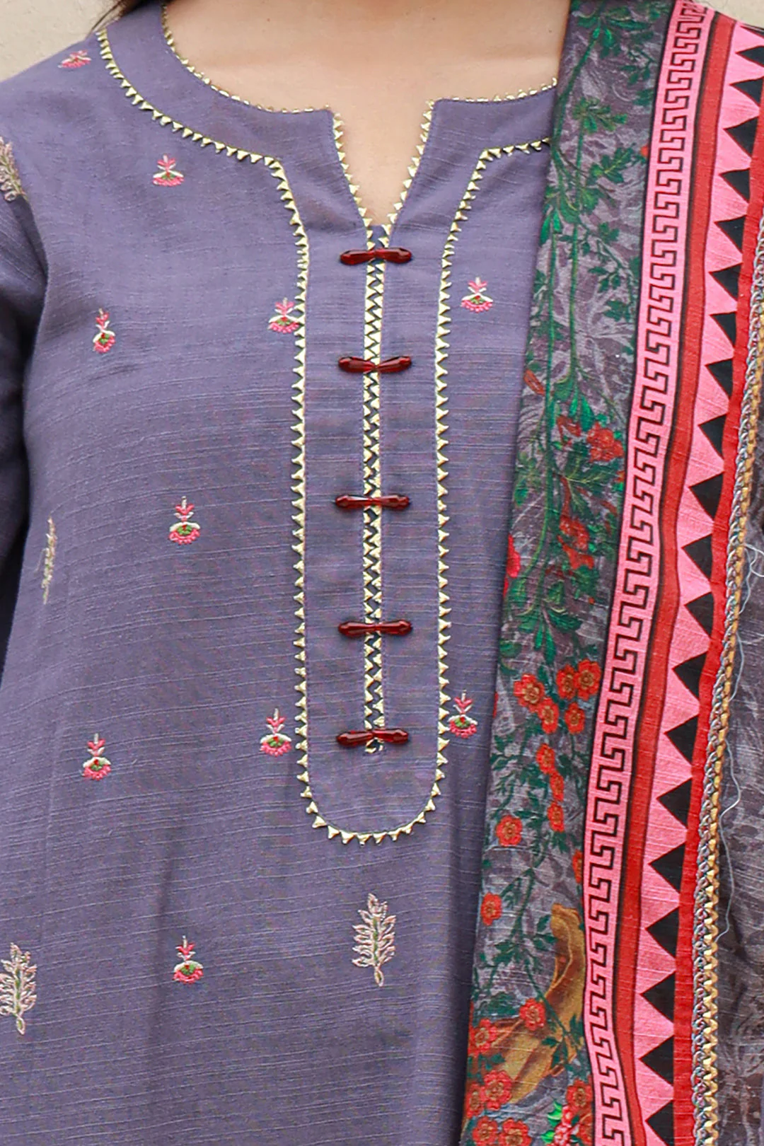 Embroidered Shirt Shalwar Dupatta - 0846 - Image 4