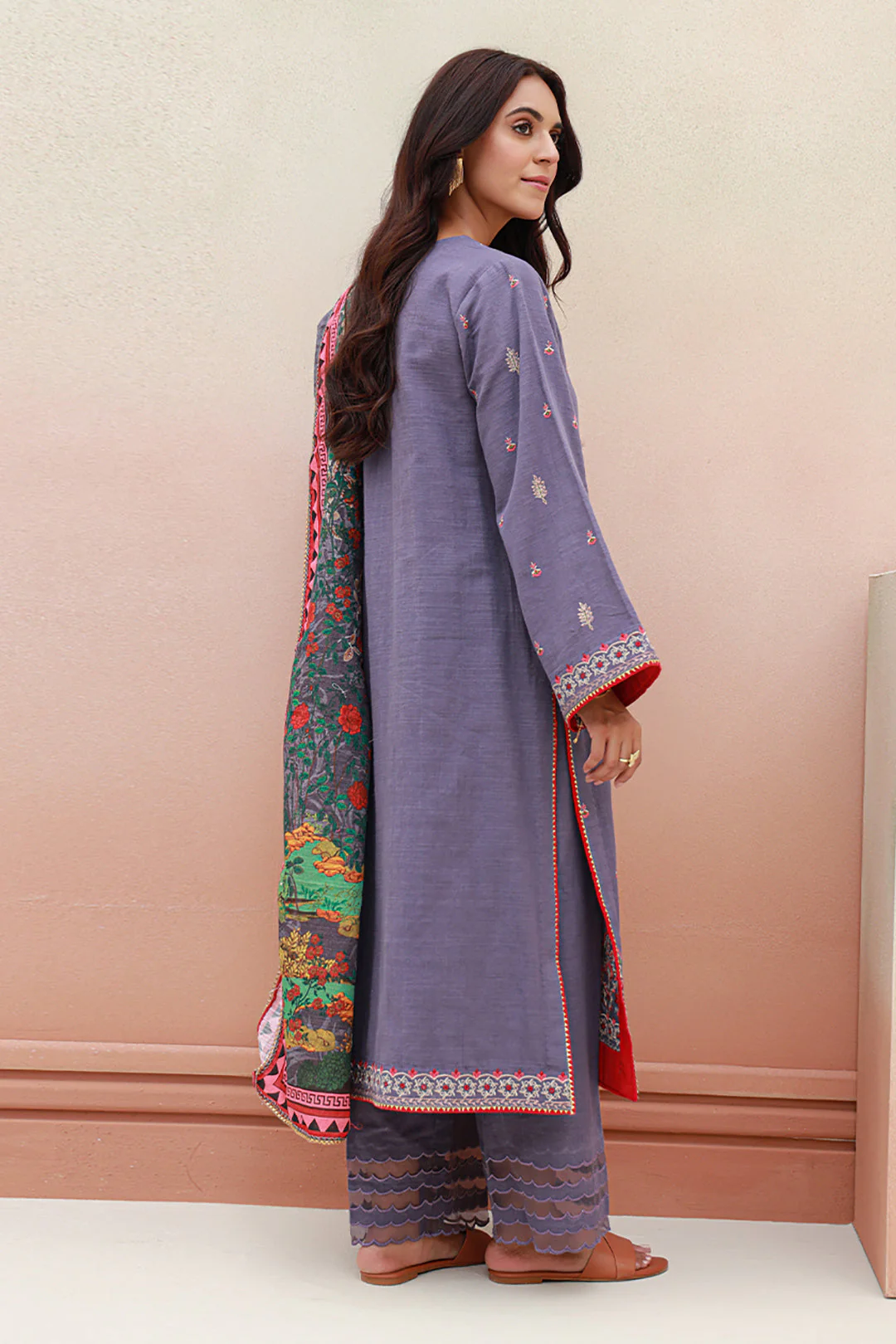 Embroidered Shirt Shalwar Dupatta - 0846 - Image 5