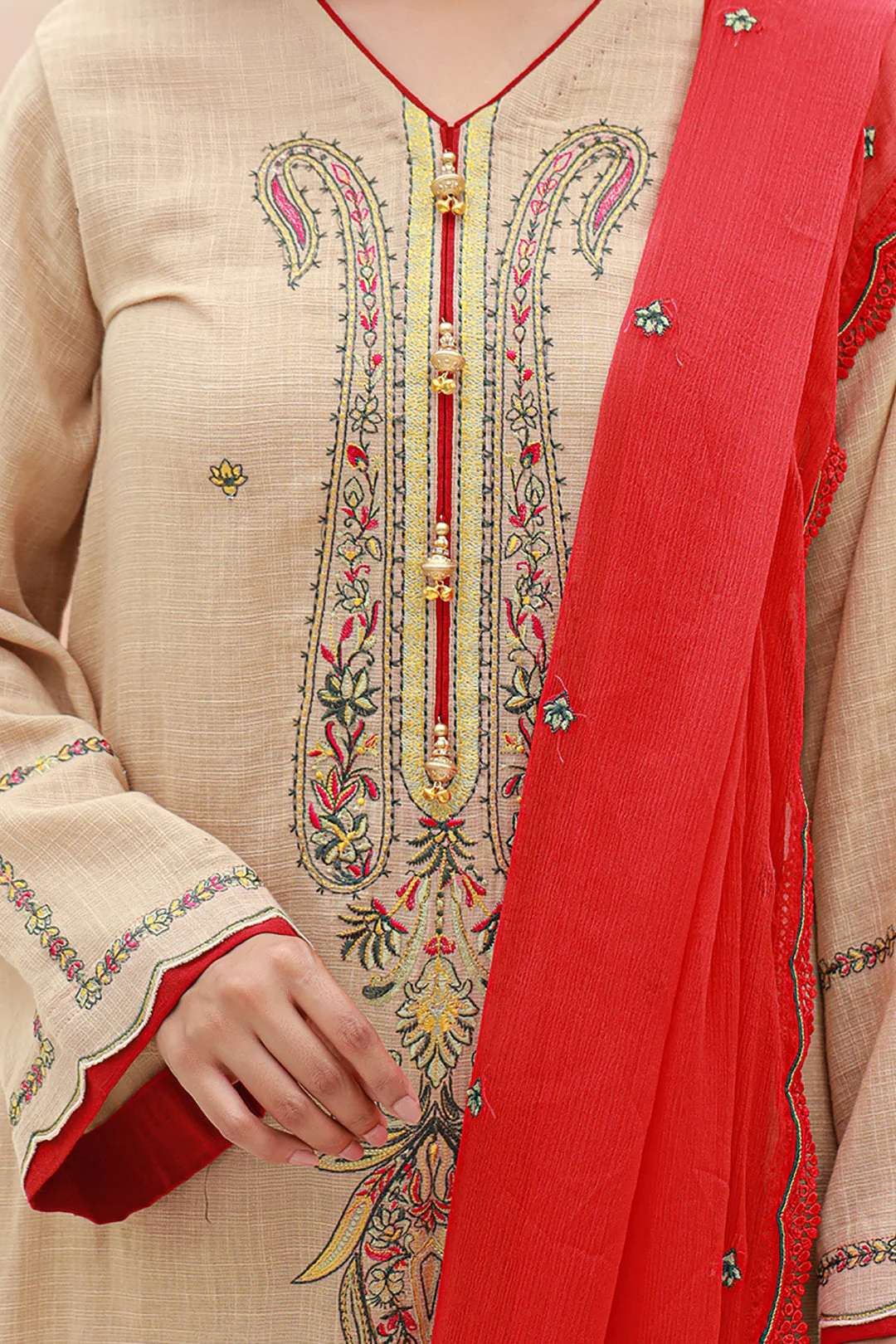 Embroidered Shirt Shalwar Dupatta - 0847 - Image 4