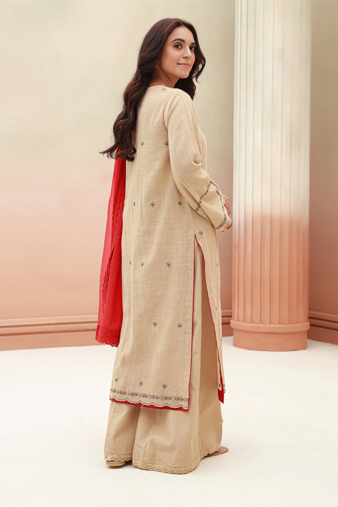 Embroidered Shirt Shalwar Dupatta - 0847 - Image 5