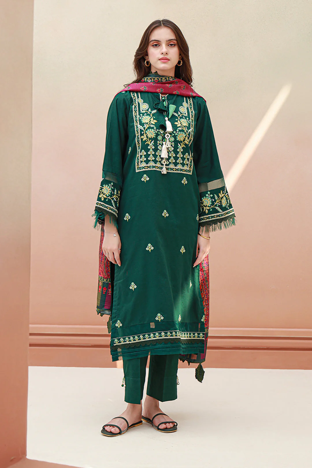 Embroidered Shirt Shalwar Dupatta - 0852 - Image 2