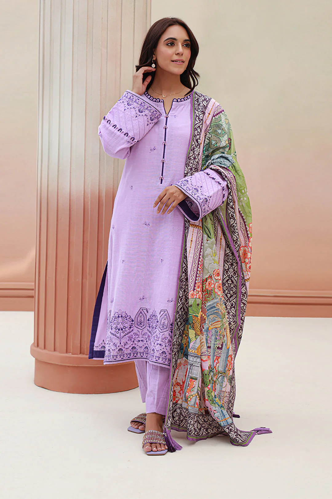 Embroidered Shirt Shalwar Dupatta - 0854 - Image 2