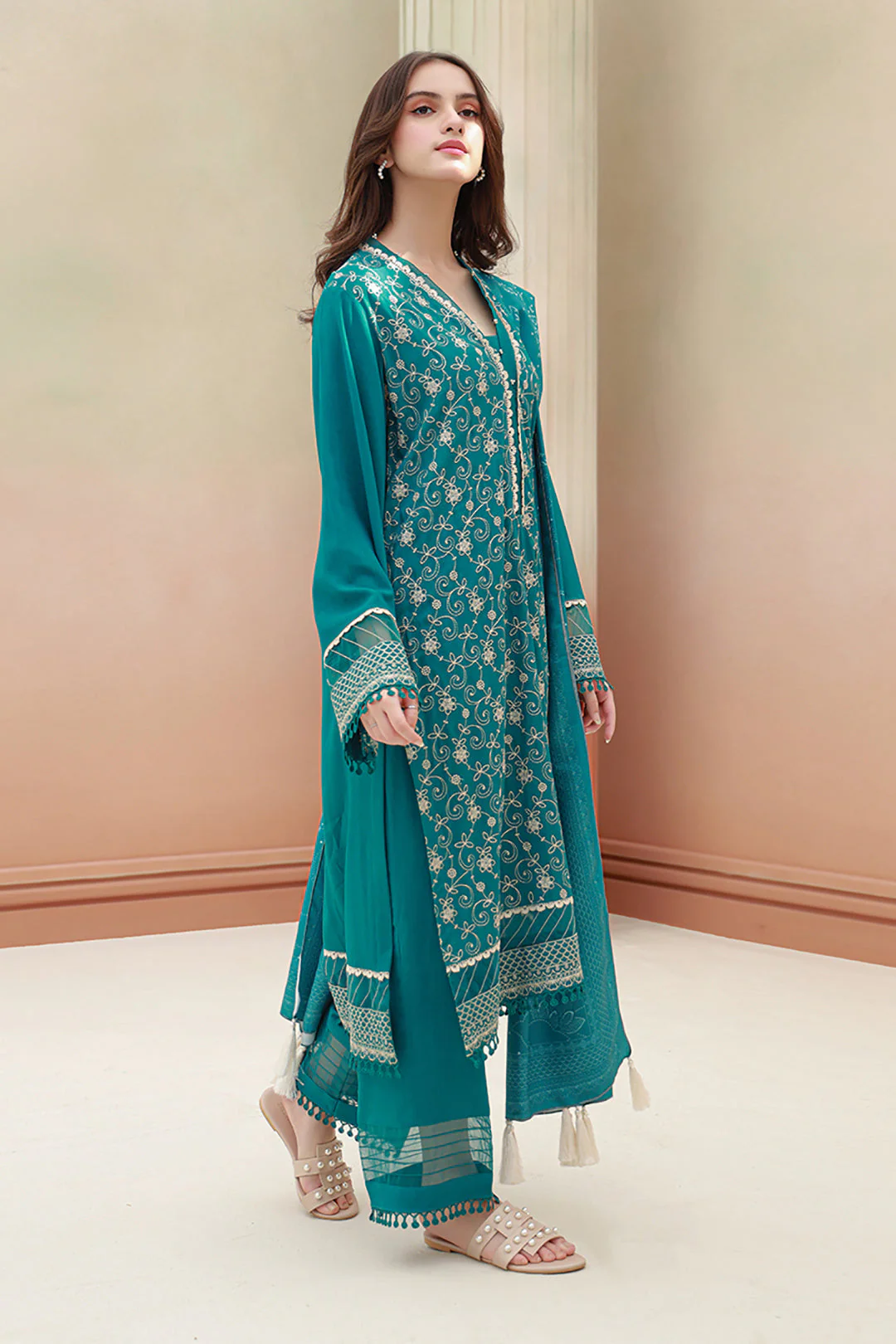 Embroidered Shirt Shalwar Dupatta - 0855 - Image 3