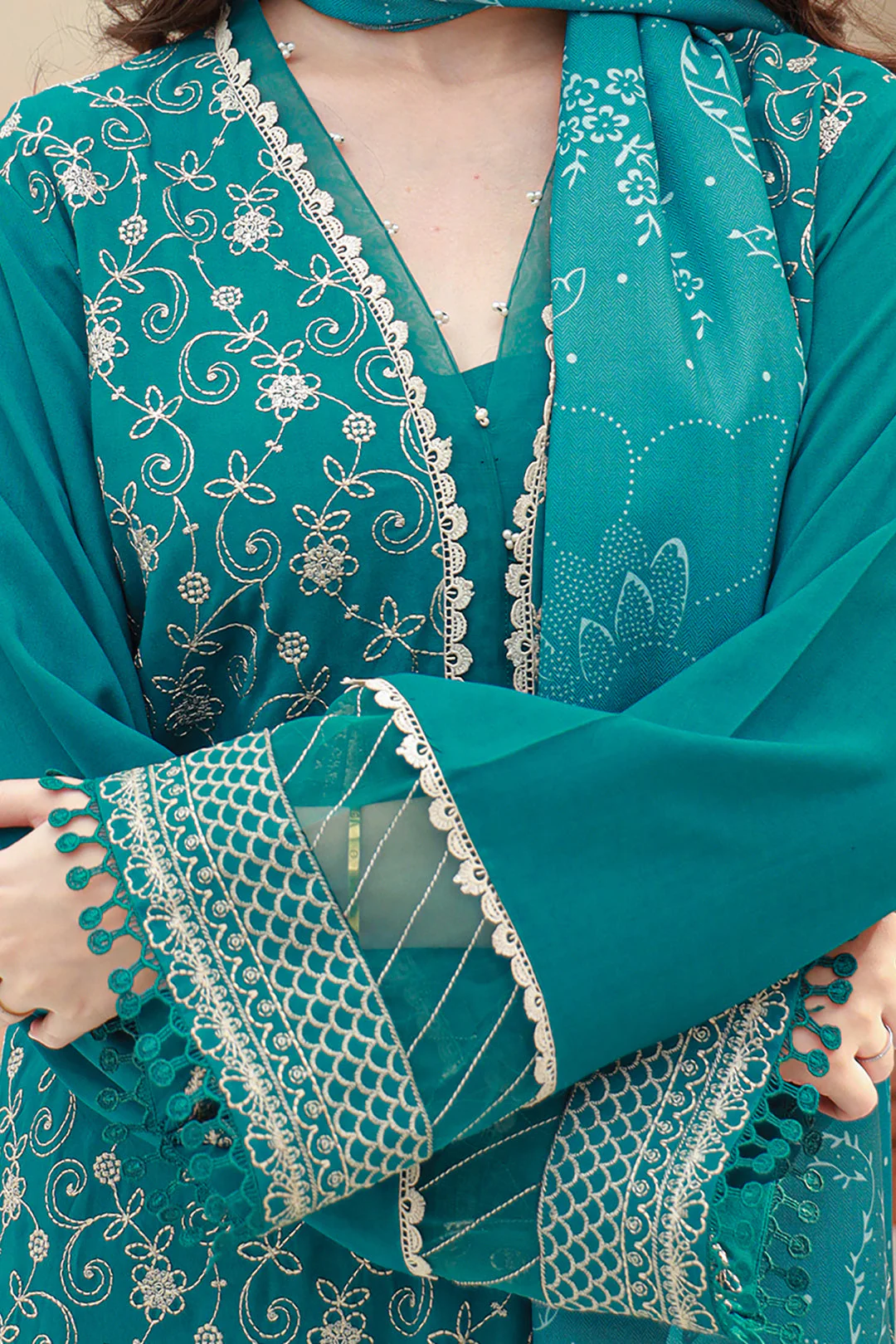 Embroidered Shirt Shalwar Dupatta - 0855 - Image 4