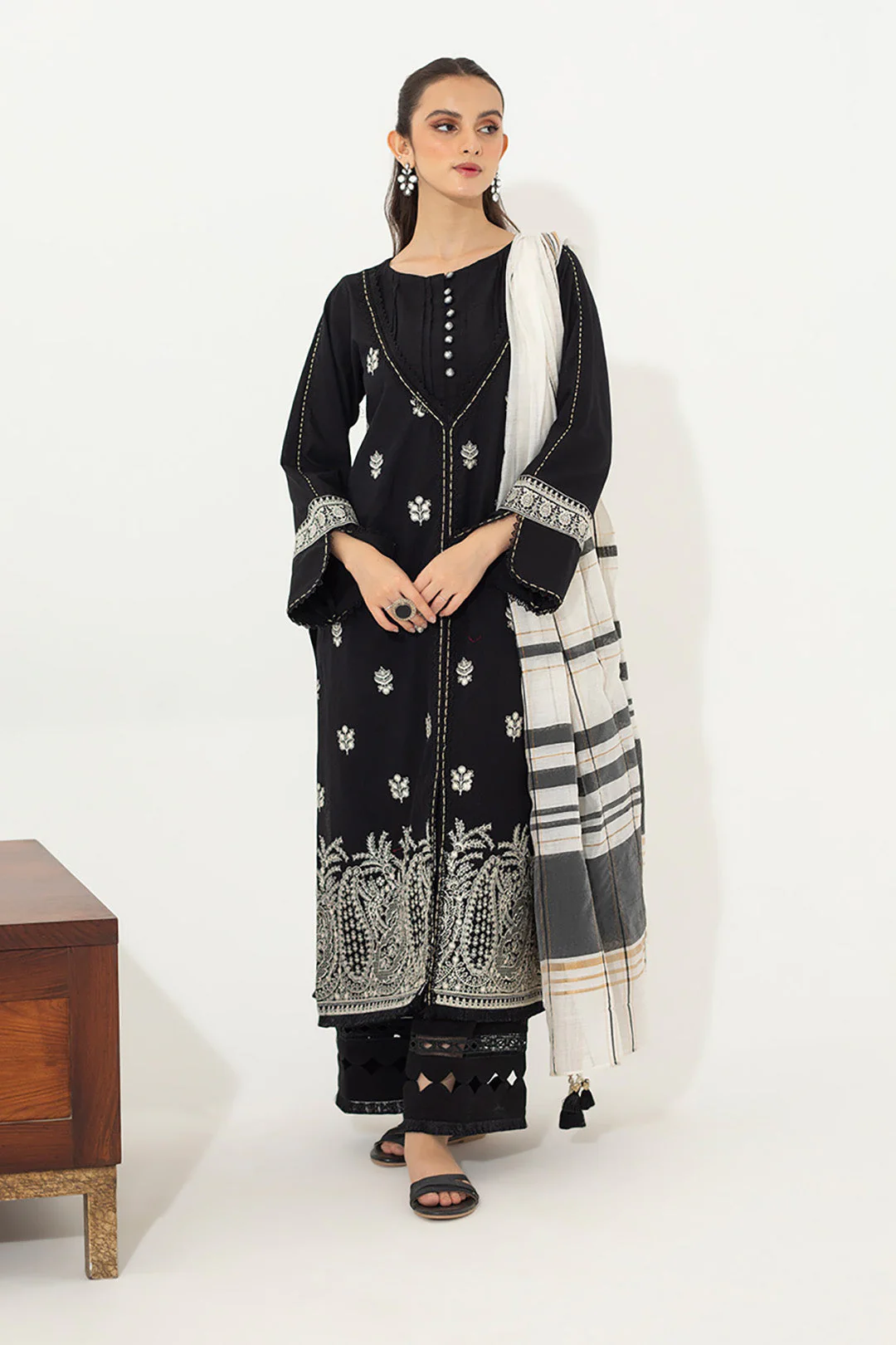 Embroidered Shirt Shalwar Dupatta - 0857 - Image 2