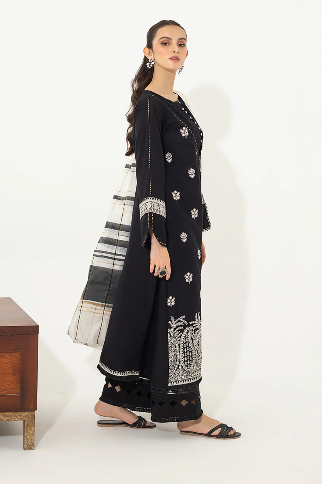 Embroidered Shirt Shalwar Dupatta - 0857 - Image 3