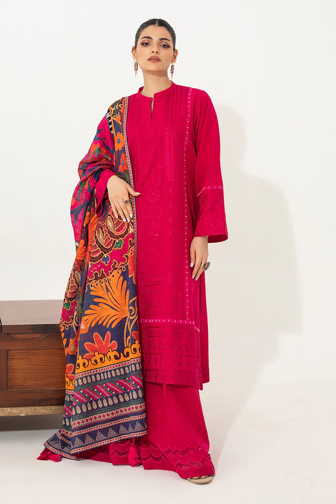 Embroidered Shirt Shalwar Dupatta - 0858 - Image 2