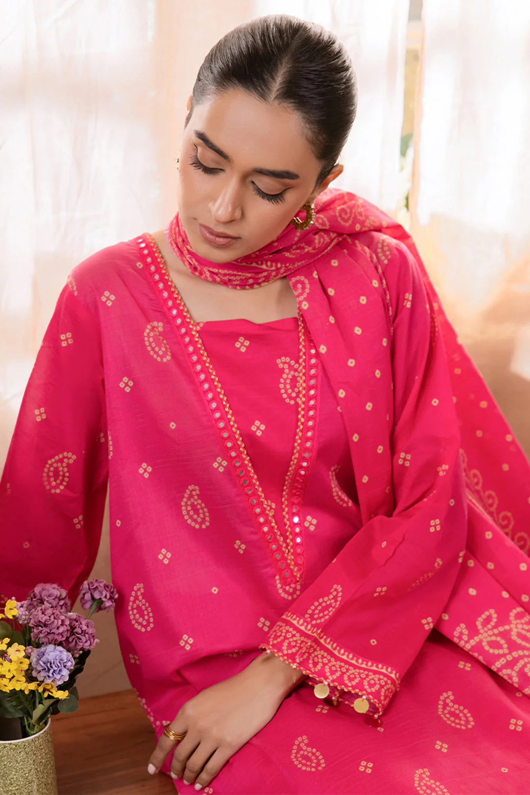 Embroidered Shirt Shalwar Dupatta - 1100 - Image 2