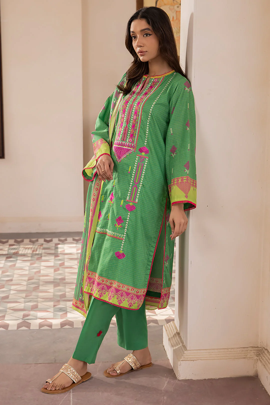 Embroidered Shirt Shalwar Dupatta - 1105 - Image 3
