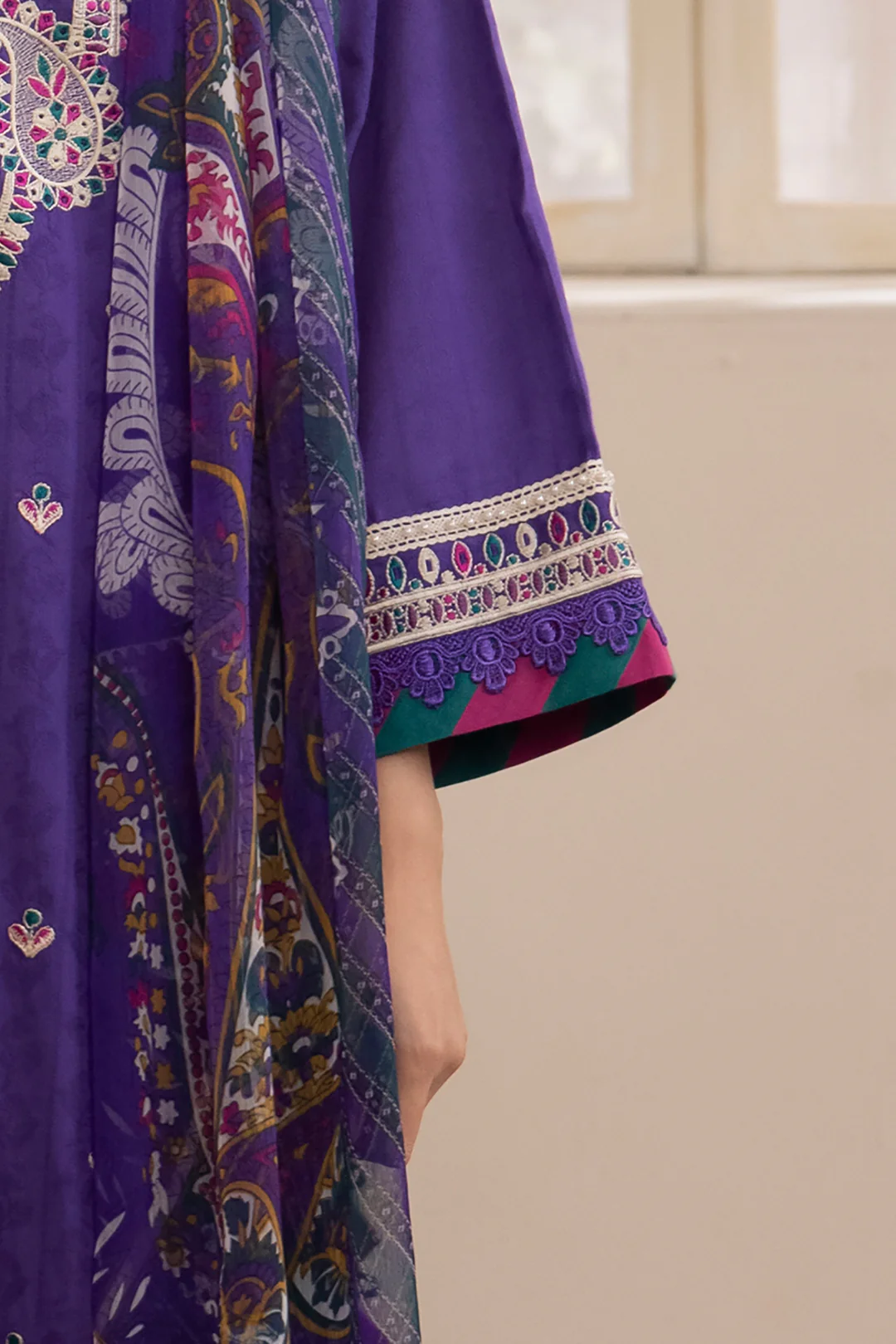 Embroidered Shirt Shalwar Dupatta - 1113 - Image 3