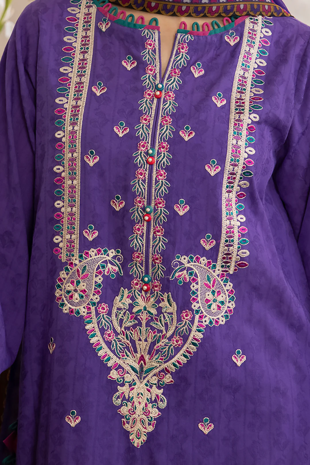 Embroidered Shirt Shalwar Dupatta - 1113 - Image 4