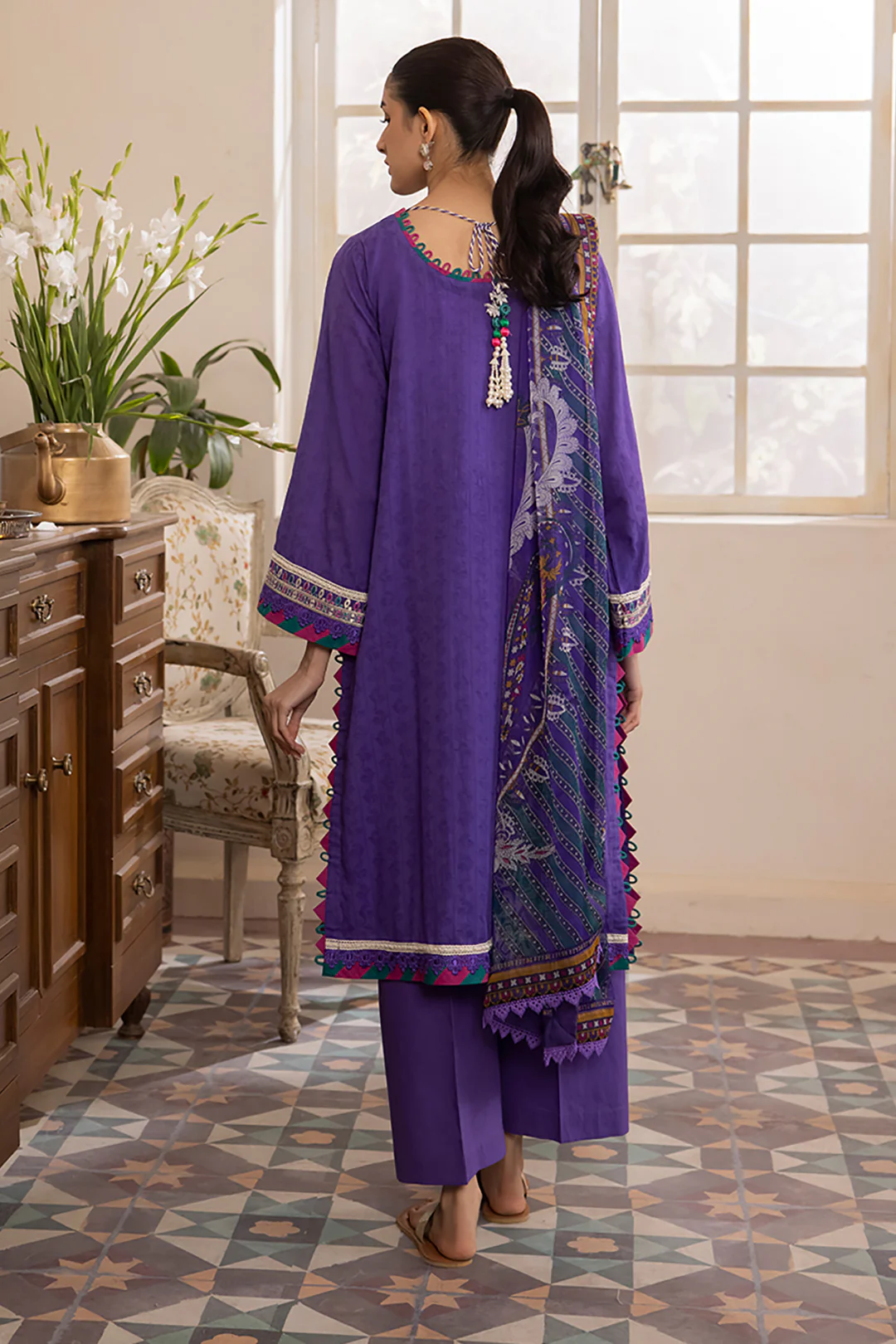 Embroidered Shirt Shalwar Dupatta - 1113 - Image 5