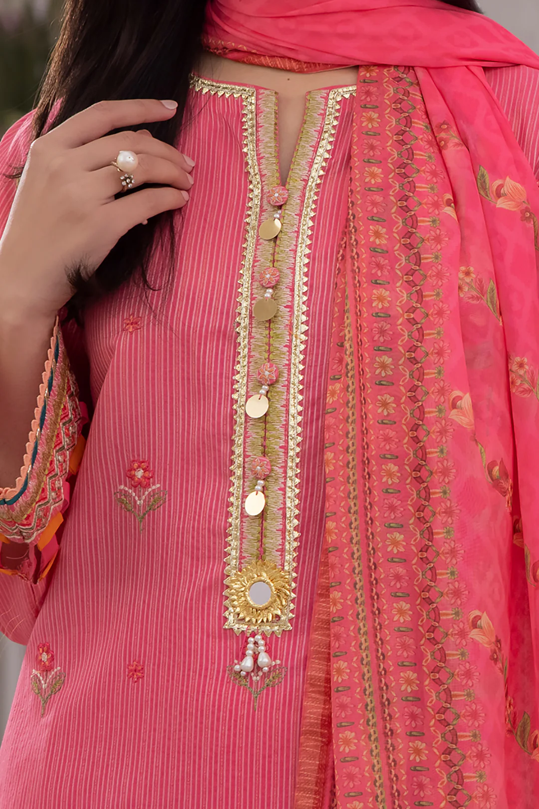 Embroidered Shirt Shalwar Dupatta - 1119 - Image 4