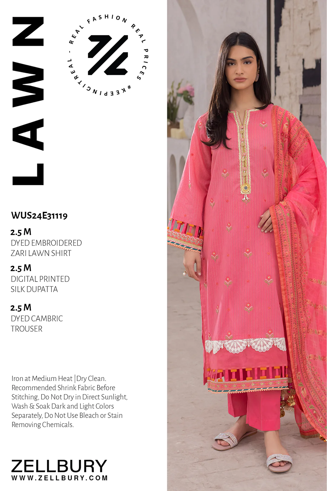 Embroidered Shirt Shalwar Dupatta - 1119 - Image 6