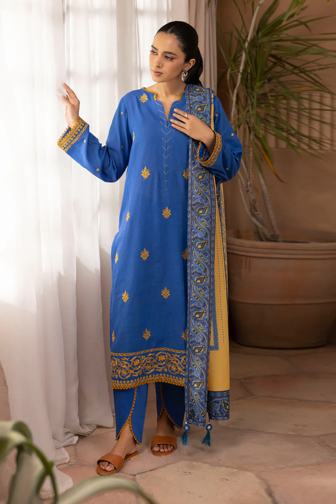 Embroidered Shirt Shalwar Dupatta - 1121 - Image 2