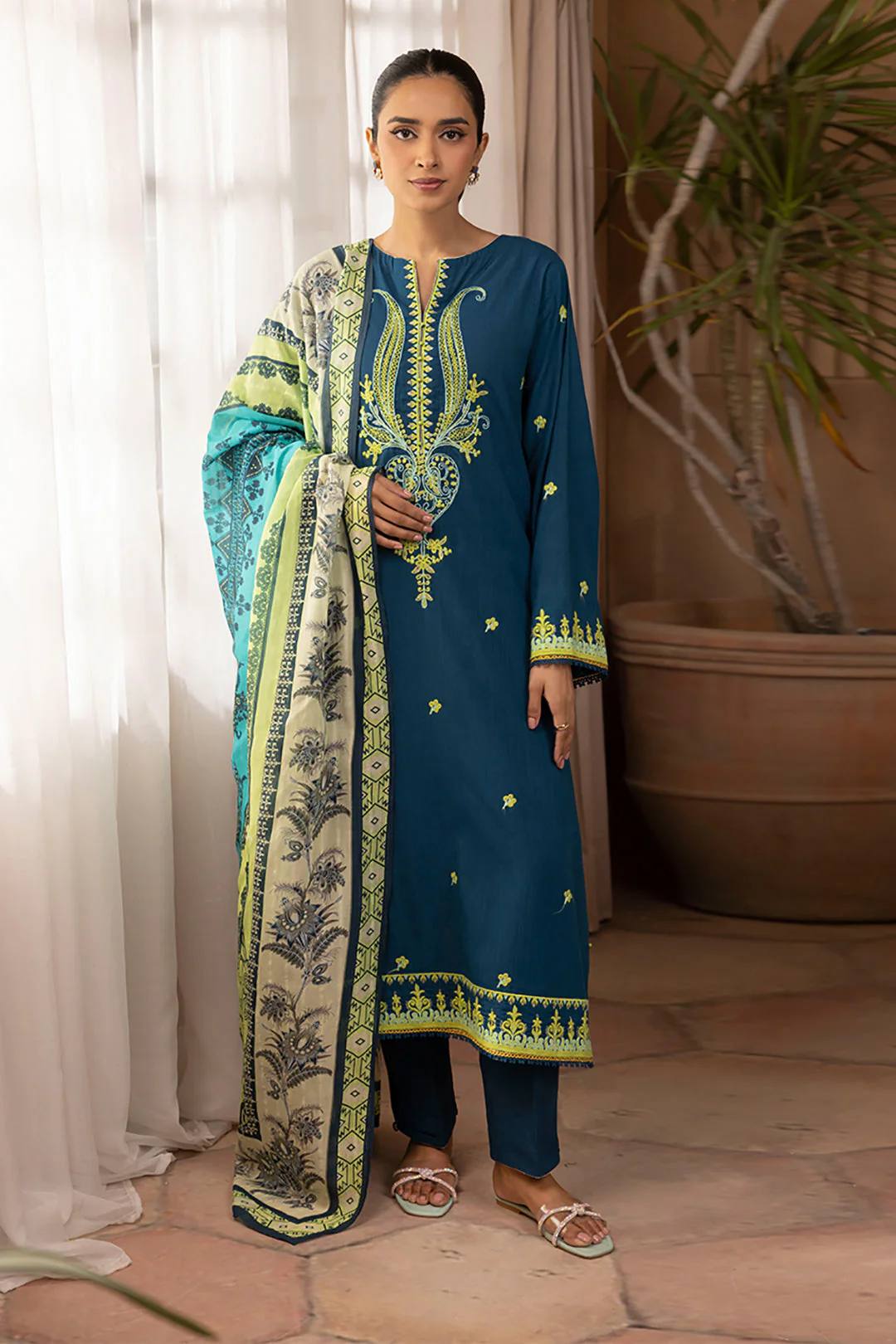 Embroidered Shirt Shalwar Dupatta - 1123 - Image 2