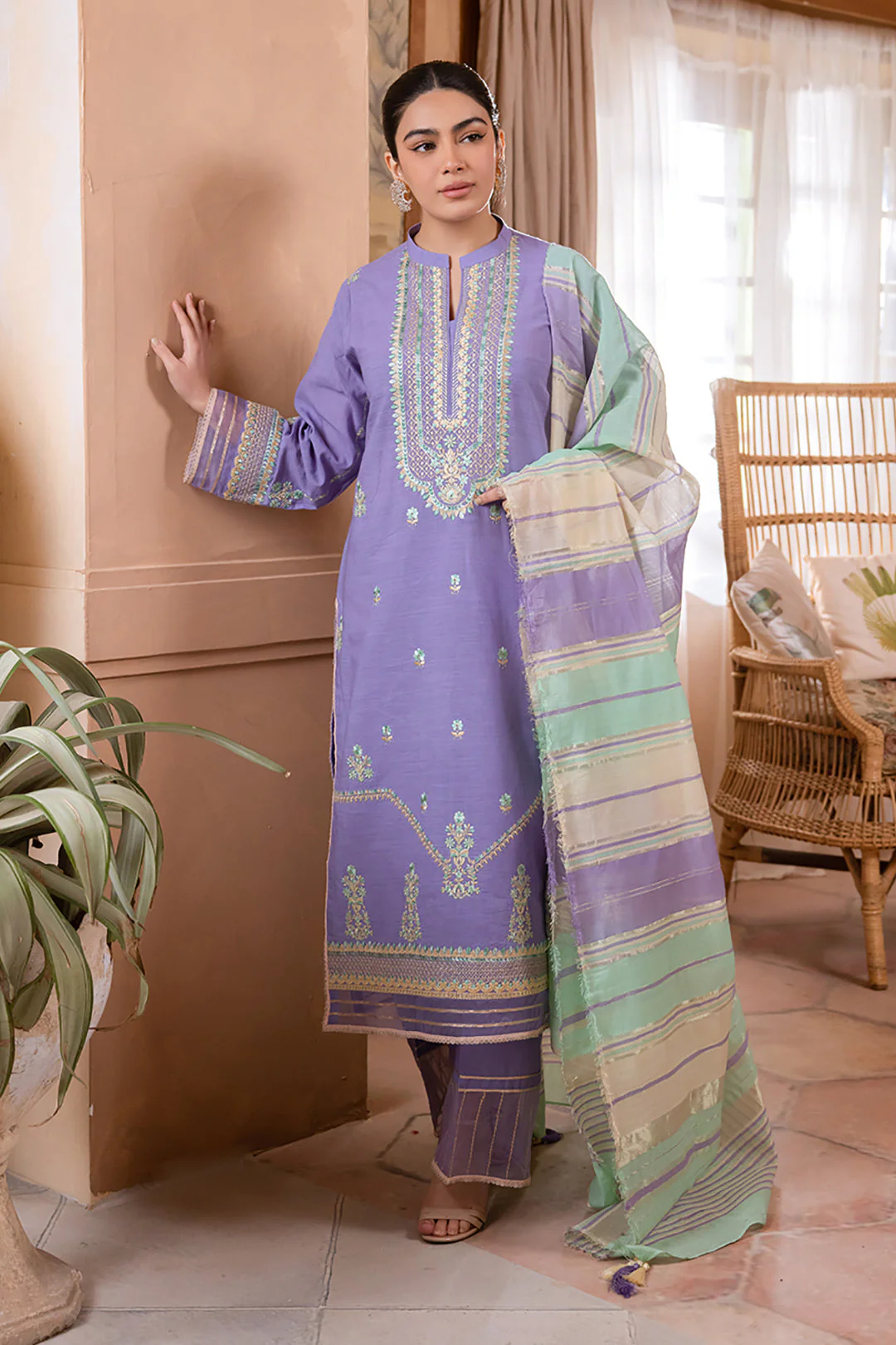 Embroidered Shirt Shalwar Dupatta - 1130 - Image 2