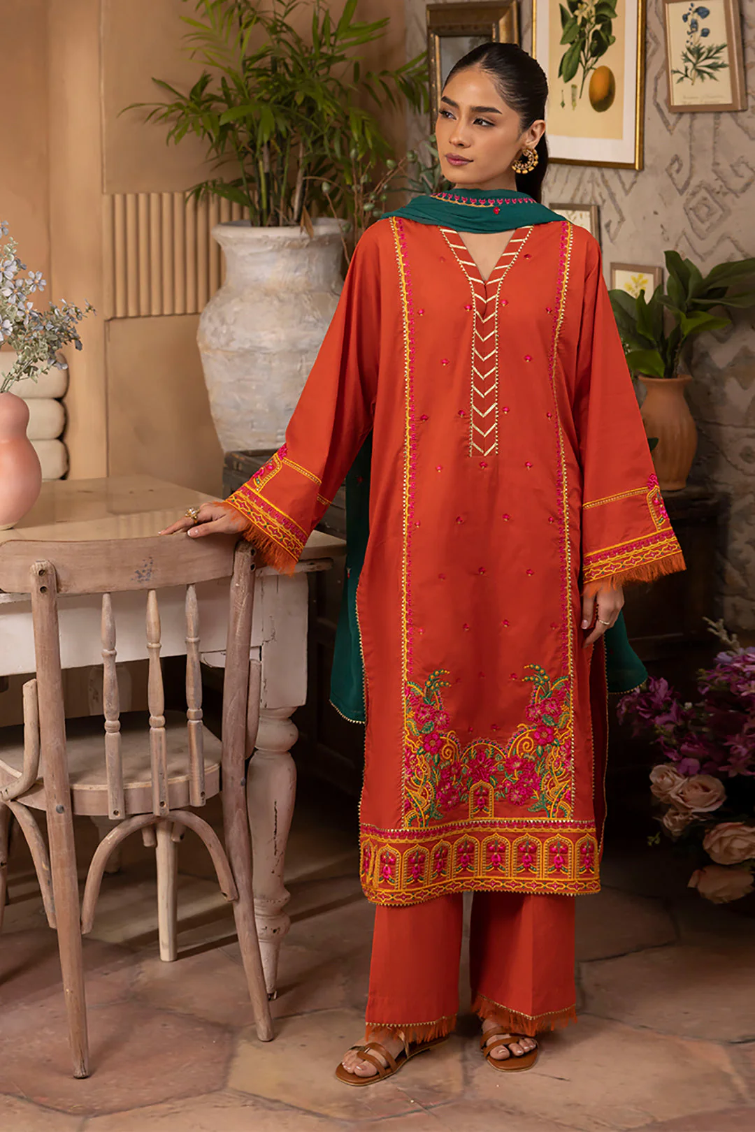 Embroidered Shirt Shalwar Dupatta - 1136 - Image 3