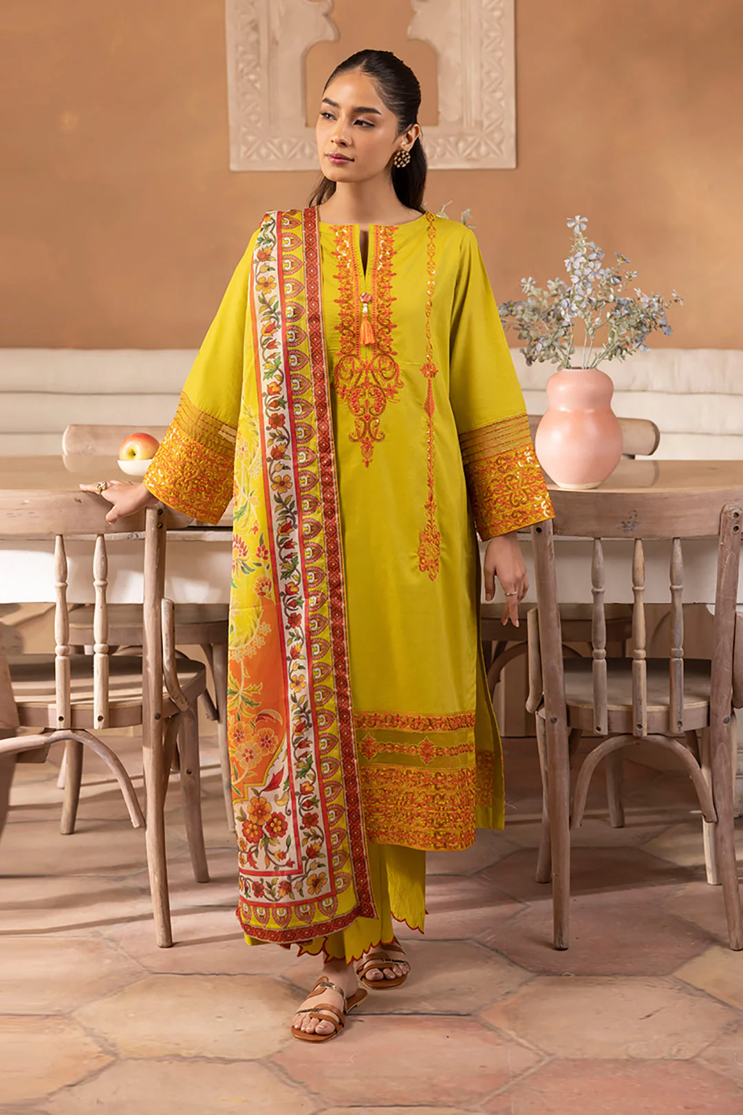 Embroidered Shirt Shalwar Dupatta - 1144 - Image 2